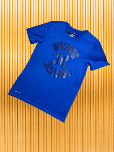 Nike × Vintage 90s VIntage Nike Y2k Big Logo Navy Tshirt Size US S / EU 44-46 / 1 - 1 Thumbnail