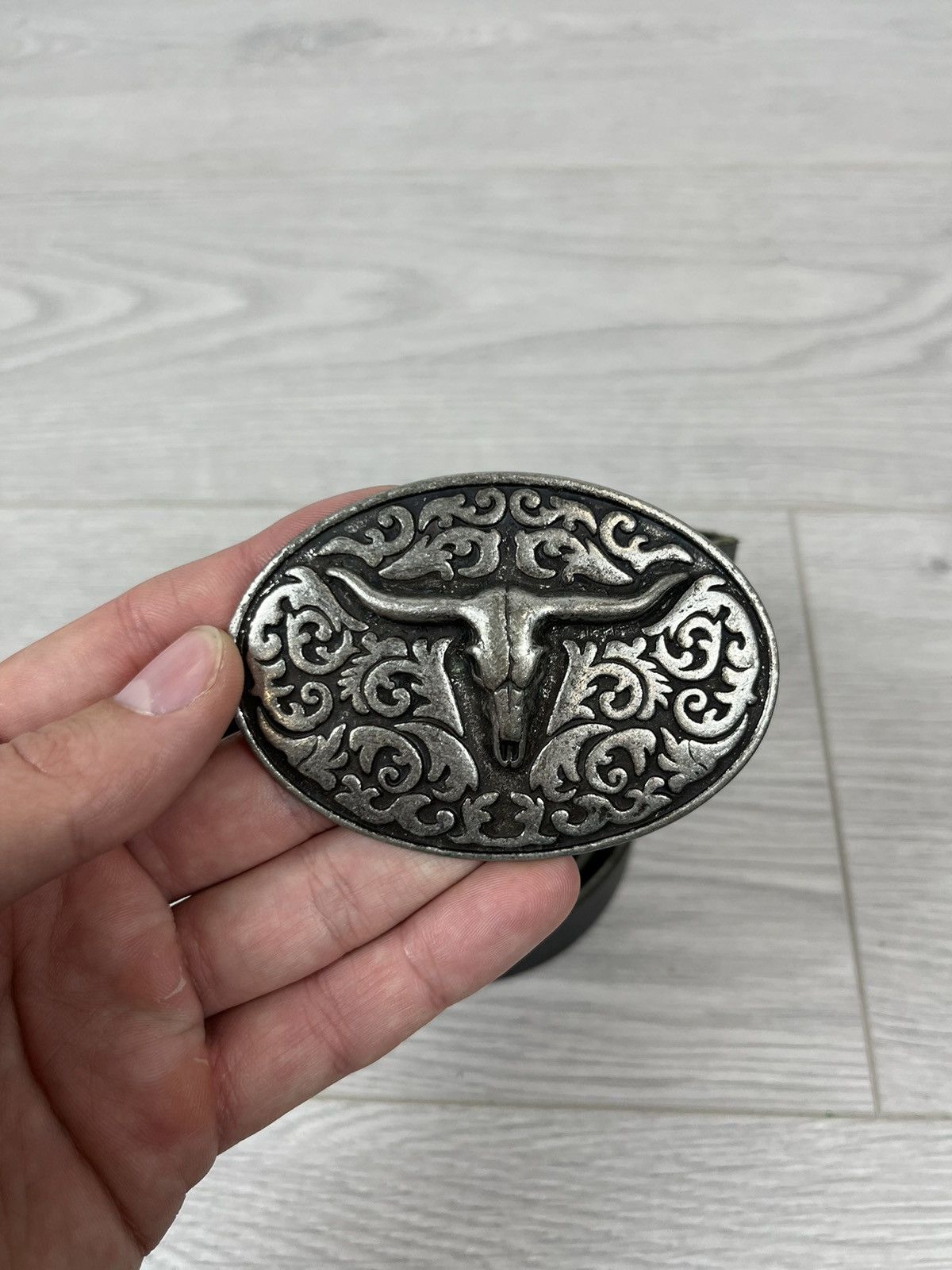 Vintage Vintage Big Metal Buckle Cowboy Leather Belt Size ONE SIZE - 4 Thumbnail