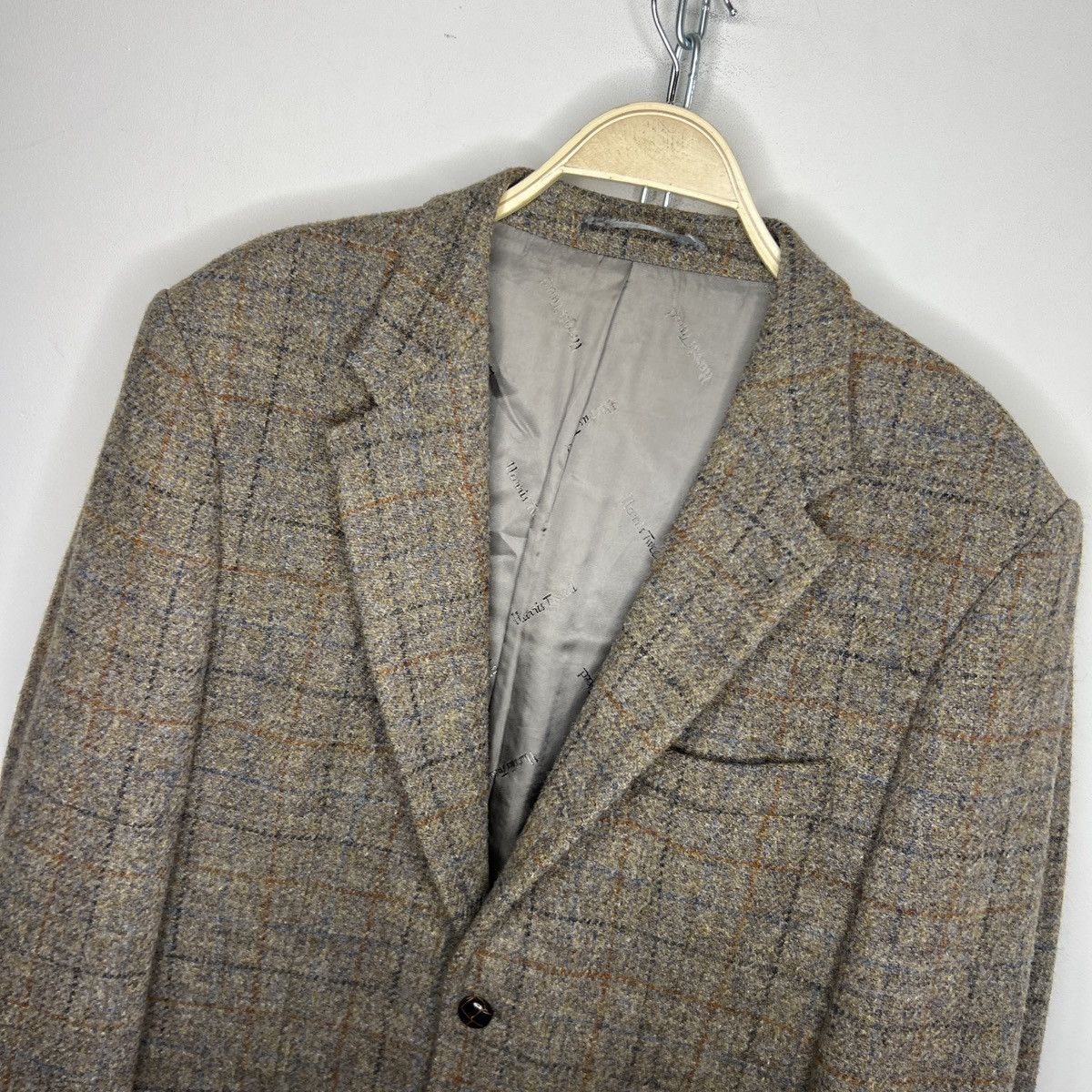 Harris Tweed Vtg Harris Tweed Brown Beige Coat WOOL Jacket Blazer 44 R Size 44R - 4 Thumbnail