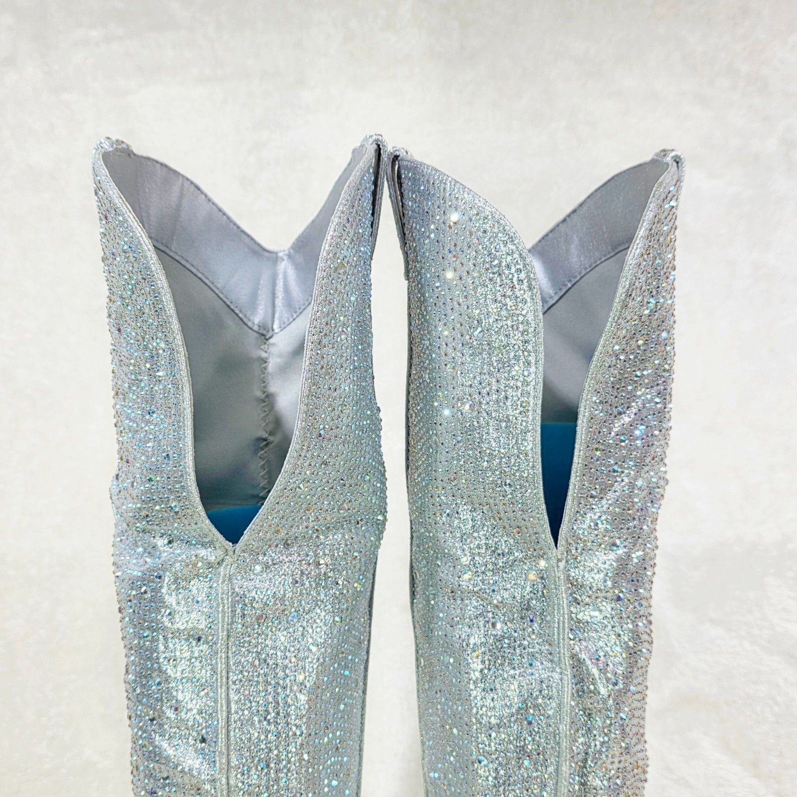 Other Country Glam Iridescent Silver Rhinestone OTK Thigh High Cow Size US 11 / IT 41 - 4 Thumbnail