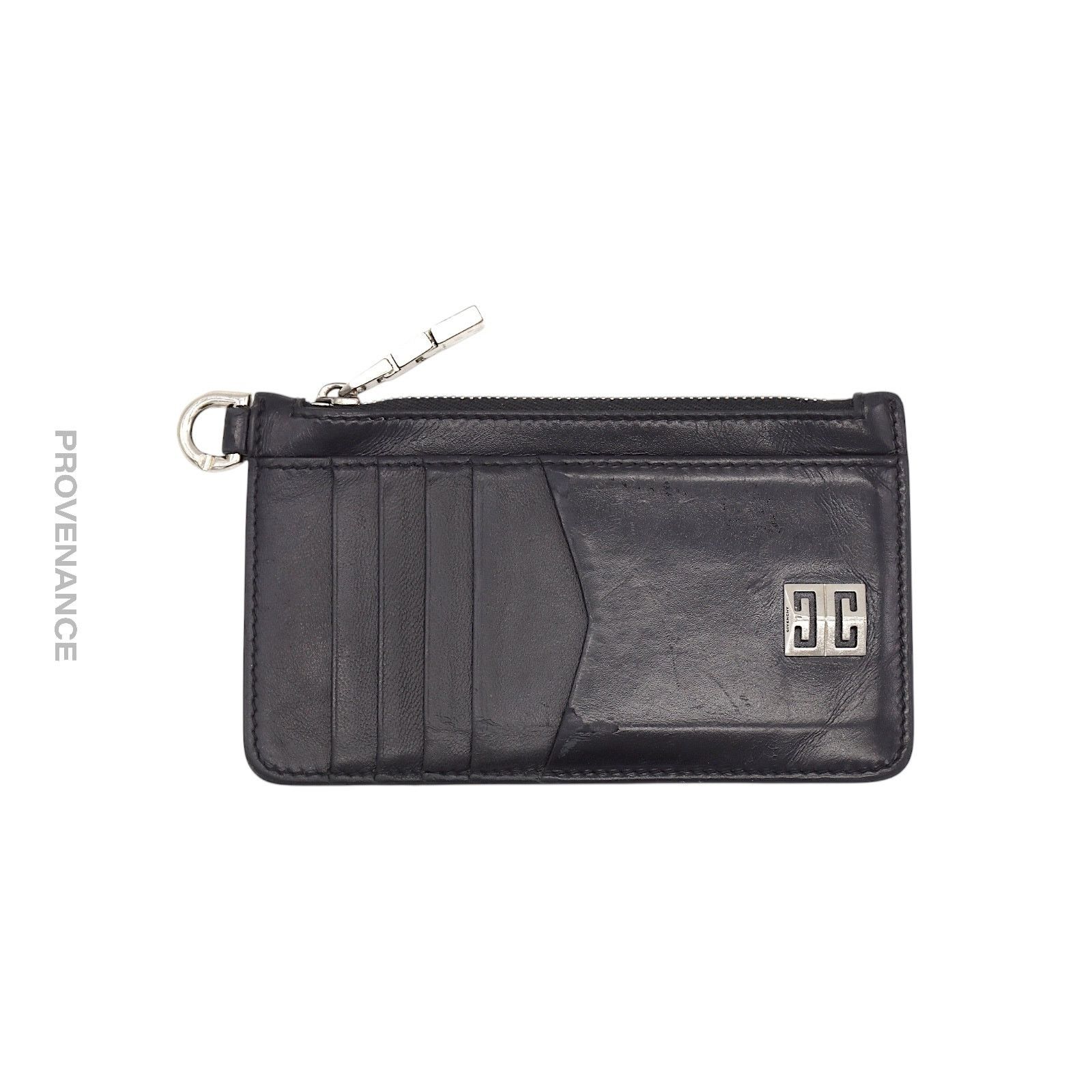 Givenchy 🔴 Givenchy 4G Logo Zip Card Holder Wallet - Black Leather Size ONE SIZE - 1 Thumbnail