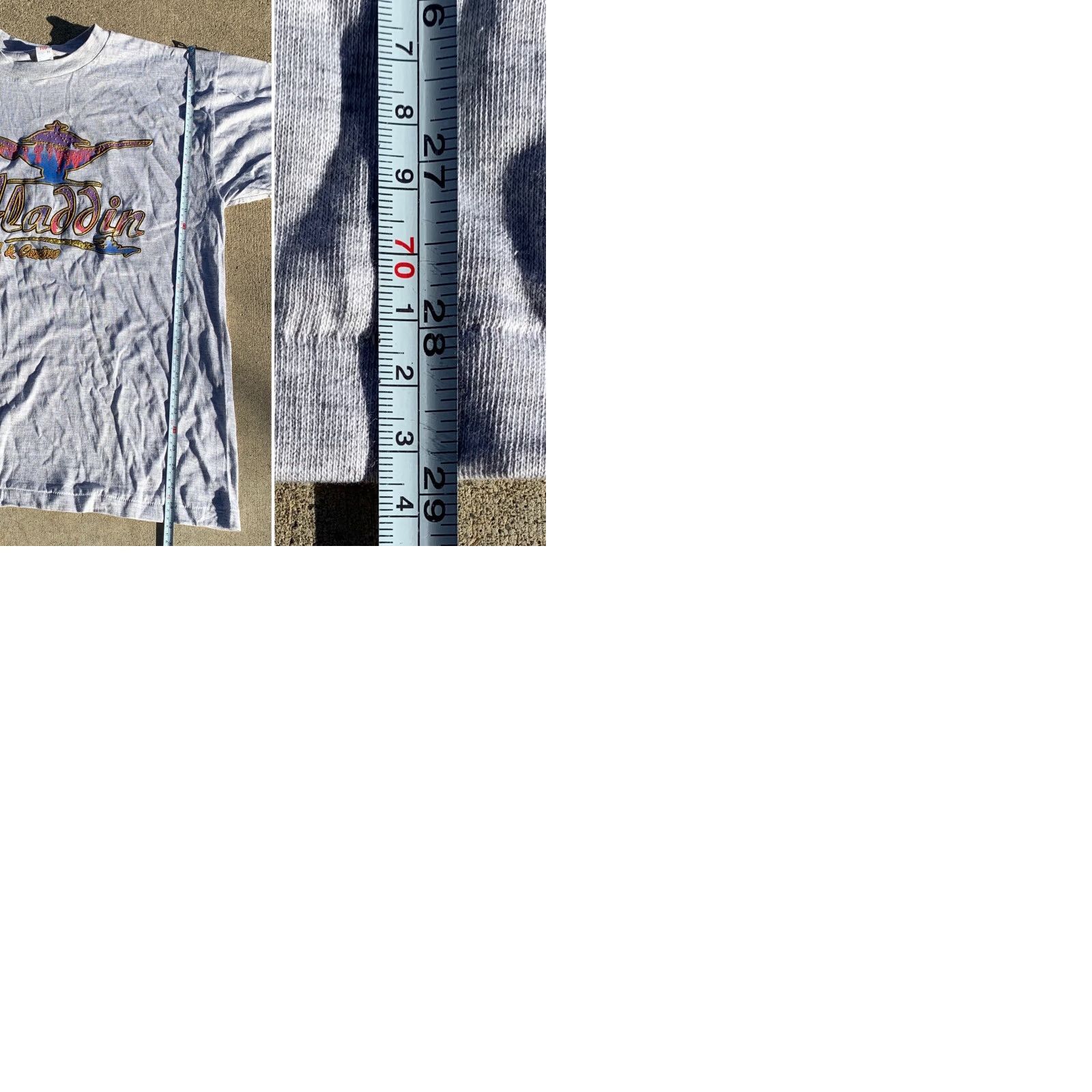 Paradise VINTAGE Tee-Paradise TOS Aladdin Hotel & Casino T-Shirt Single Stitch XL Gray Cotton Men Short Sleeve Crew Neck Graphic 90s souvenir Size US XL / EU 56 / 4 - 9 Thumbnail
