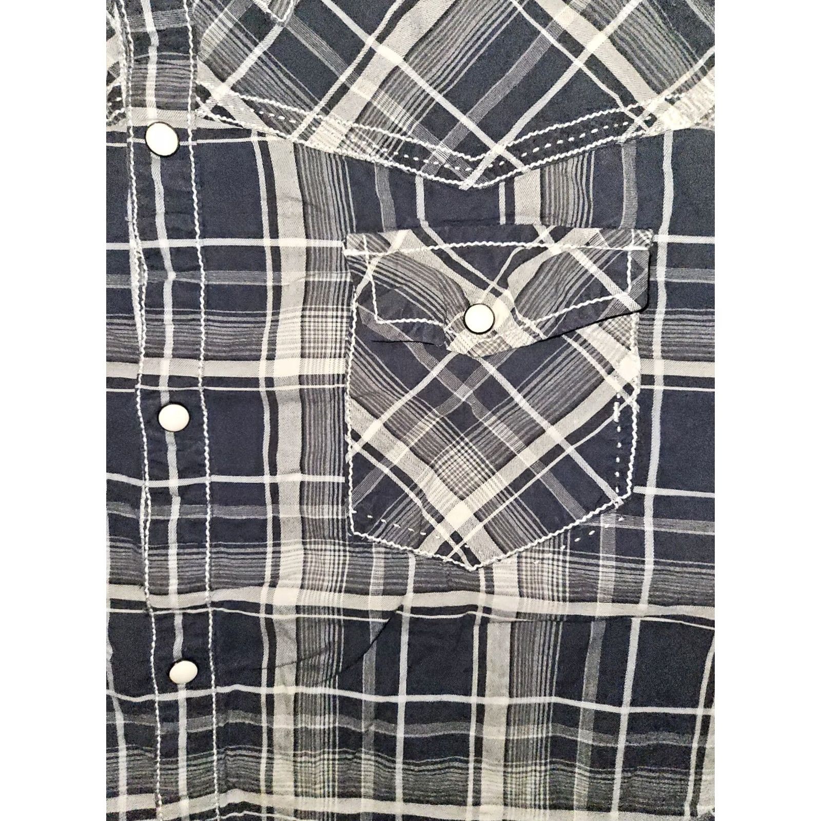 Vintage BKE Athletic Fit Pearl Snap Shirt Men's 3XL Gray Long Sleeve Plaid Western Button-Up - Chest 51 in, Easy Care, Pockets Size US XXL / EU 58 / 5 - 5 Thumbnail