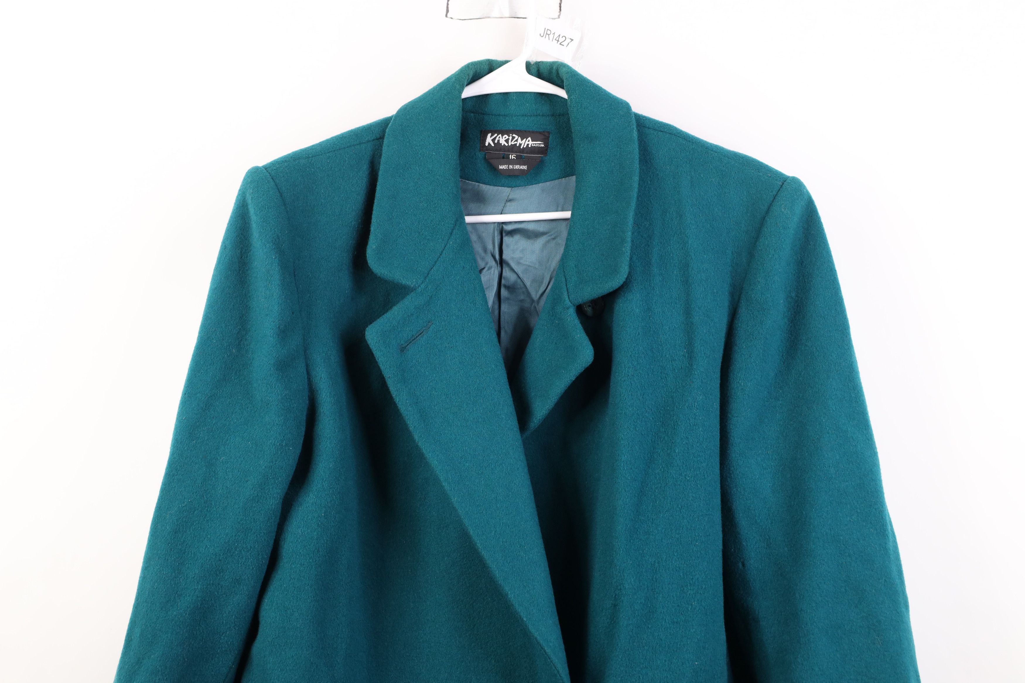 Vintage Vintage 90s Streetwear Heavy Pure Wool Overcoat Jacket Teal Size XXL / US 16-18 / IT 52-54 - 2 Thumbnail