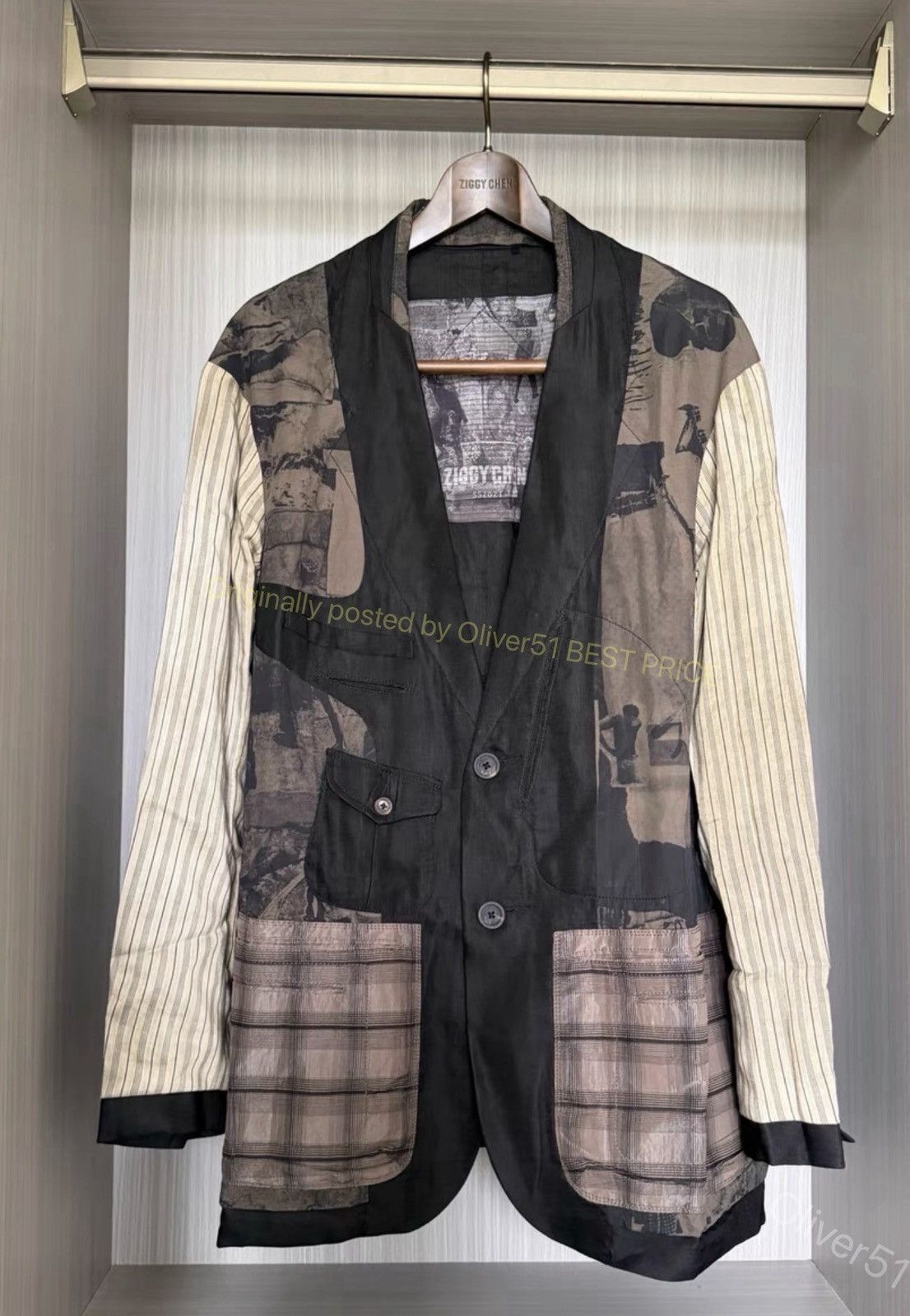 Ziggy Chen Ziggy Chen 21SS reversible spliced blazer YYYY17/2610 Size US M / EU 48-50 / 2 - 1 Thumbnail