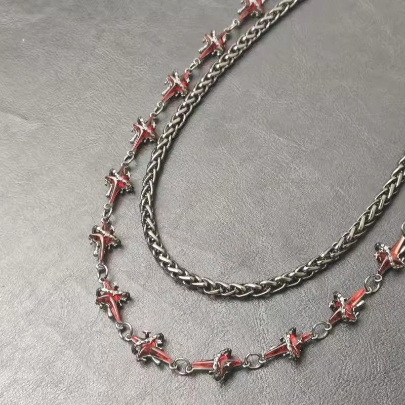 Designer Pigeon Bloodstone Four Pointed Star Layer Pant Chain Size ONE SIZE - 3 Thumbnail