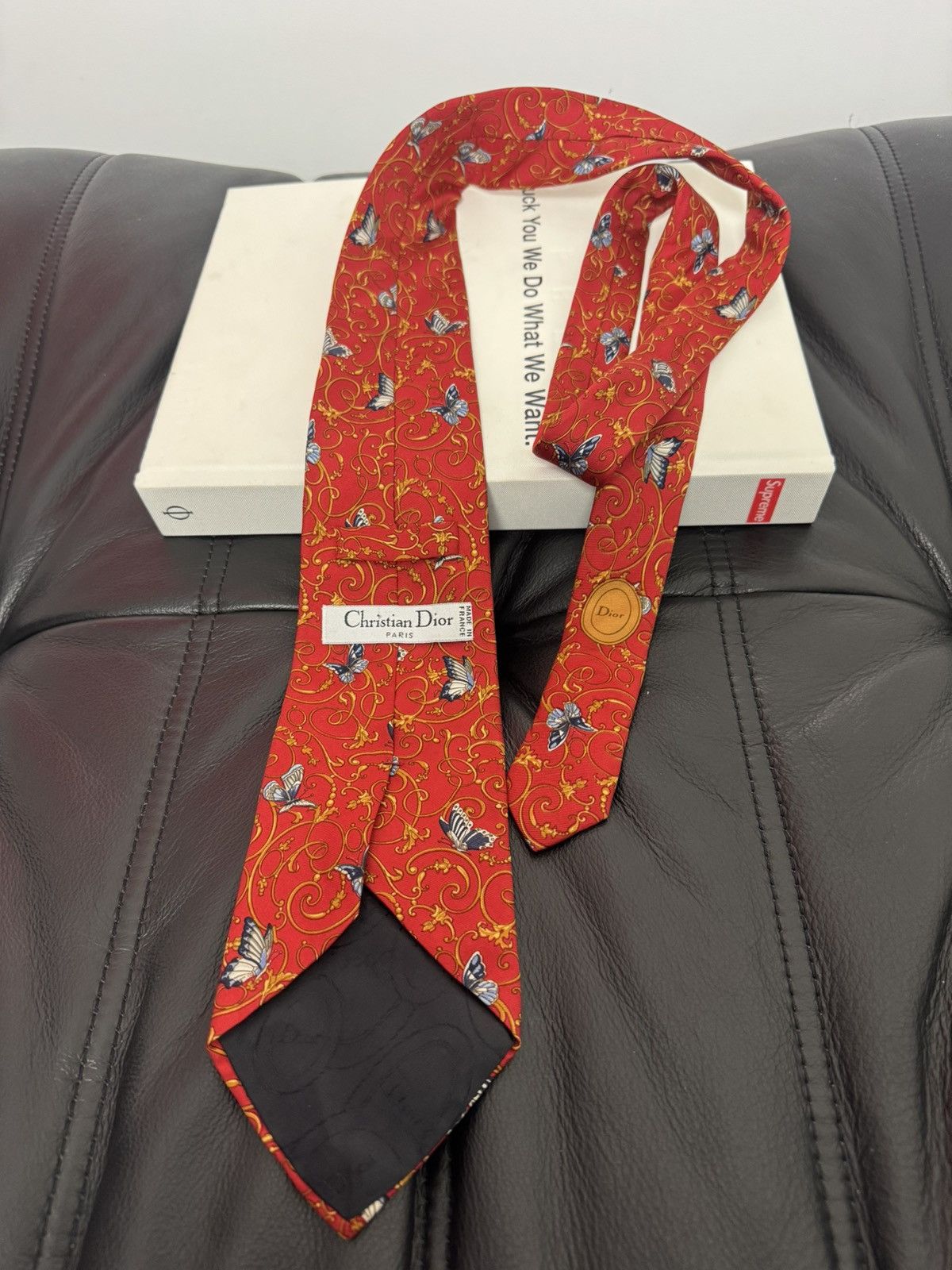 Dior Christian Dior Paris Vintage Butterfly Print Designer Tie Size ONE SIZE - 2 Thumbnail