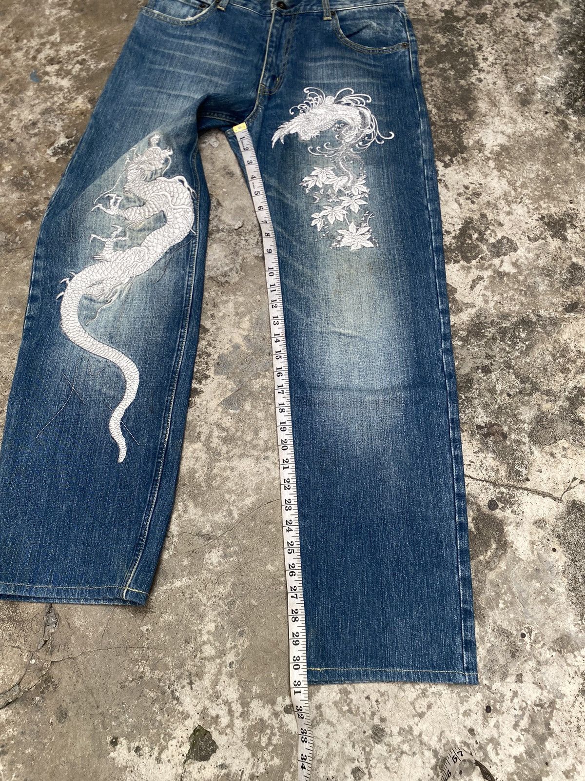 Karakuri Tamashii Karakuri Embroidered Dragon Japanese Denim Size US 32 / EU 48 - 14 Thumbnail