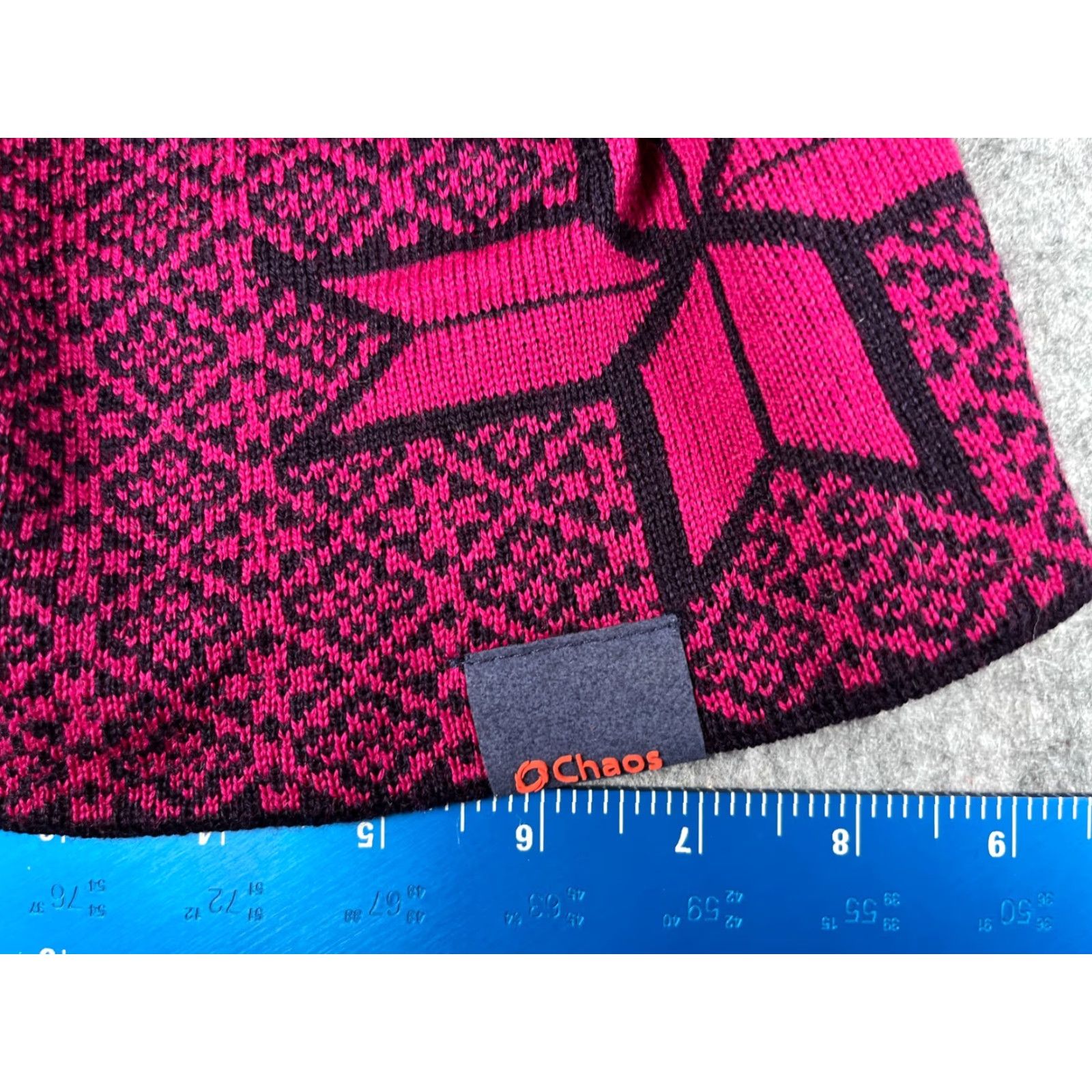 Vintage Chaos Beanie Adult One Size Pink Fair Isle Knit Acrylic Wool Blend Ski Outdoor Mens Size ONE SIZE - 2 Thumbnail