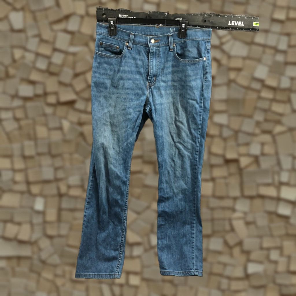 George George Straight Jeans Mens Regular 32x30 Blue Denim 5-Pocket Straight Mid Rise Belt Loops Size US 32 / EU 48 - 1 Thumbnail