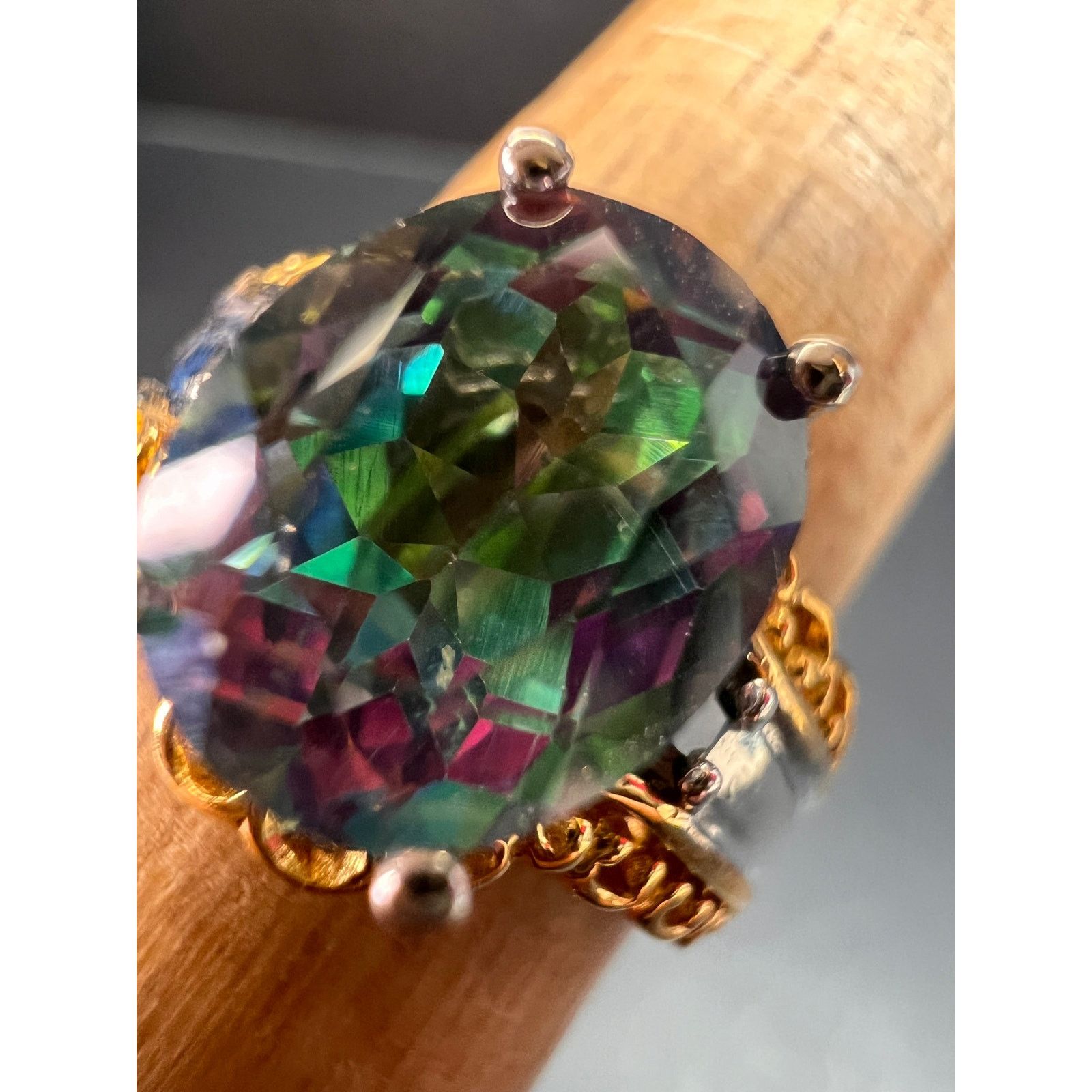 Other NEW green mystic topaz two toned sterling silver ring size 8 Size ONE SIZE - 9 Thumbnail