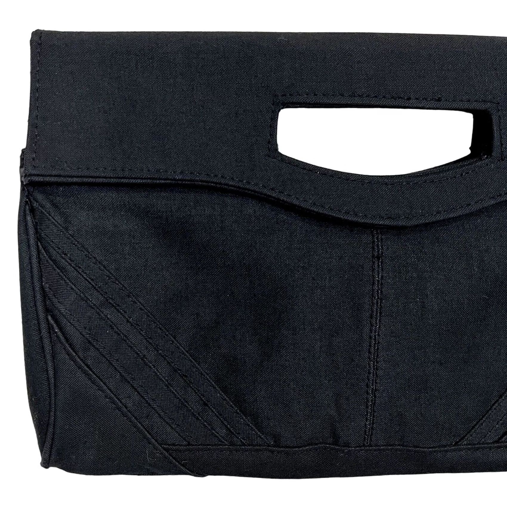 Vintage Bag World Vintage Purse Clutch Handbag Black Fabric Handle Women Solid Cotton Blend Exterior Black Lining Fabric Clutch Snap"} Size ONE SIZE - 4 Thumbnail