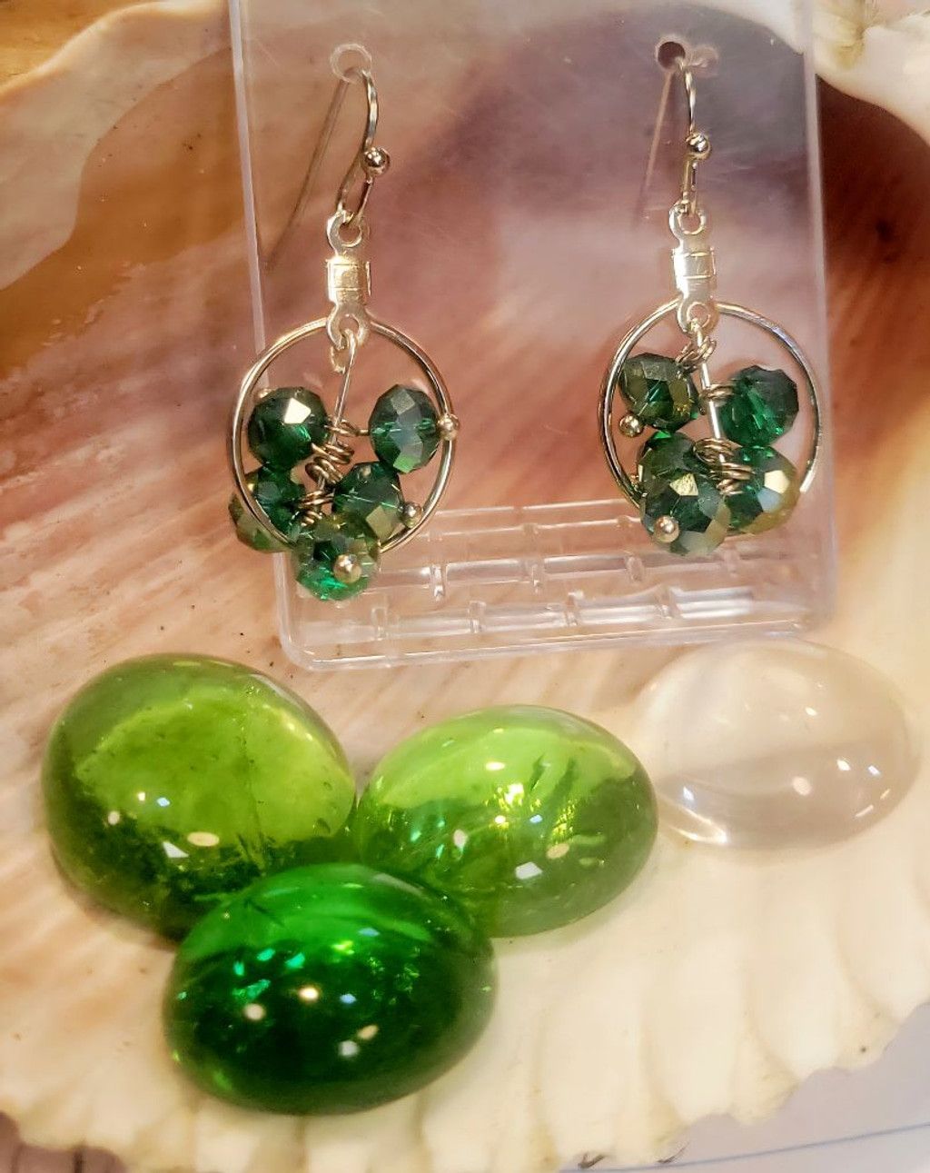 Handmade Faceted bead dangle inside hoop earrings Size ONE SIZE - 3 Thumbnail