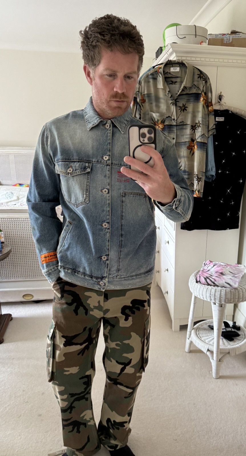 Heron Preston Heron Preston oiled distressed denim workwear trucker jacket Size US S / EU 44-46 / 1 - 1 Thumbnail