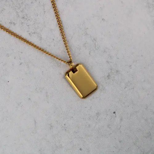 Jewelry Gold Tag Pendant Chain Necklace Size ONE SIZE - 3 Thumbnail