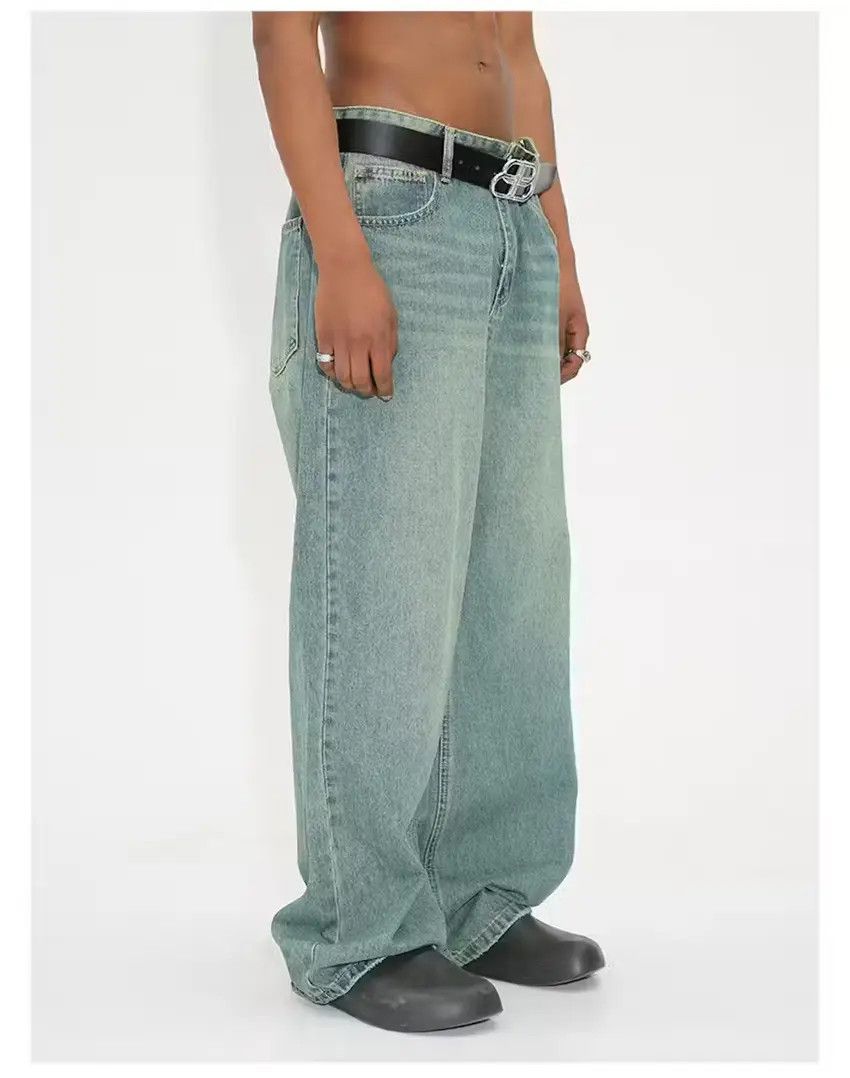 Designer × Japanese Brand Washed green faded loose y2k baggy jeans Size US 34 / EU 50 - 2 Thumbnail