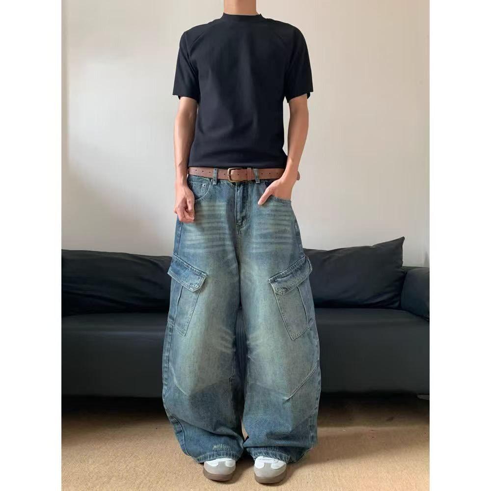 Vintage High-Street Retro Multi-Pocket Curved-Leg Jeans Size US 32 / EU 48 - 1 Thumbnail