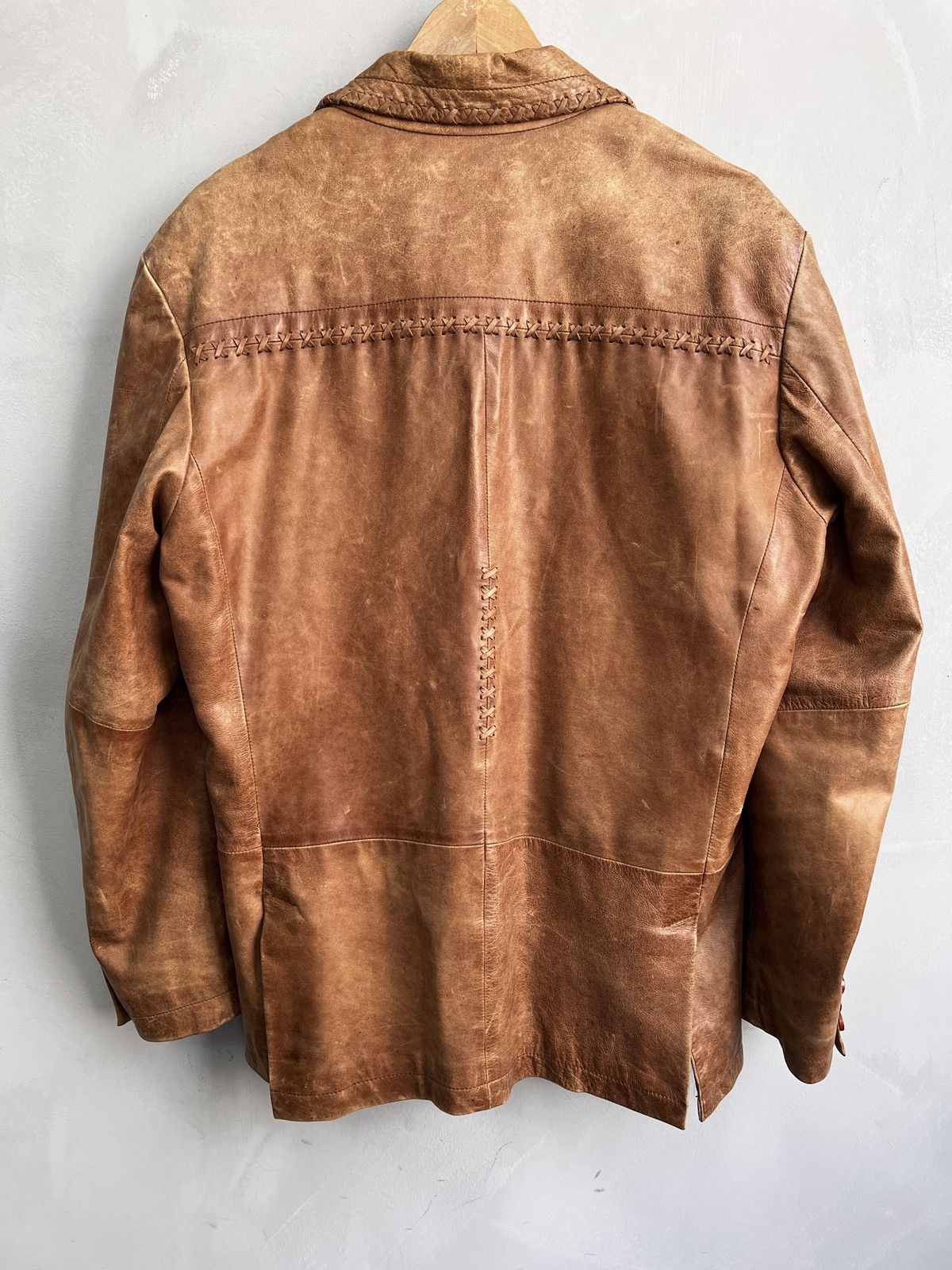 14th Addiction STITCHING AVANT GARDE DISTRESSED LEATHER BLAZER JACKET Size US M / EU 48-50 / 2 - 12 Thumbnail