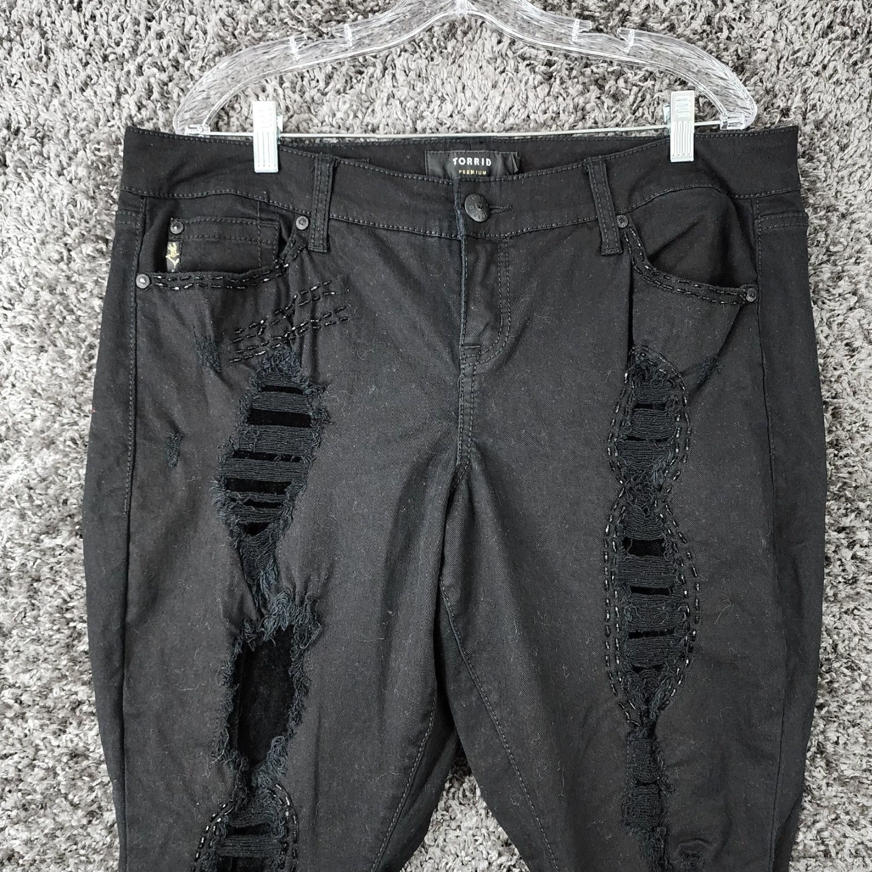 Torrid Torrid Premium Womens Distressed Skinny Black Jeans Size 14 Size 36" / US 14 / IT 50 - 2 Thumbnail
