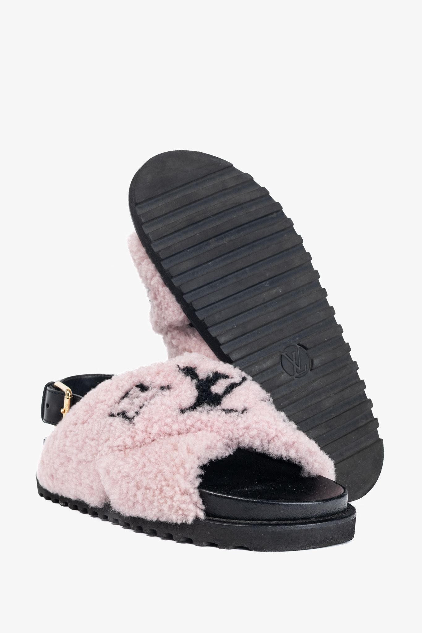 Louis Vuitton Louis Vuitton Paseo Shearling Monogram Slingback Sandals Size US 9.5 / IT 39.5 - 5 Thumbnail