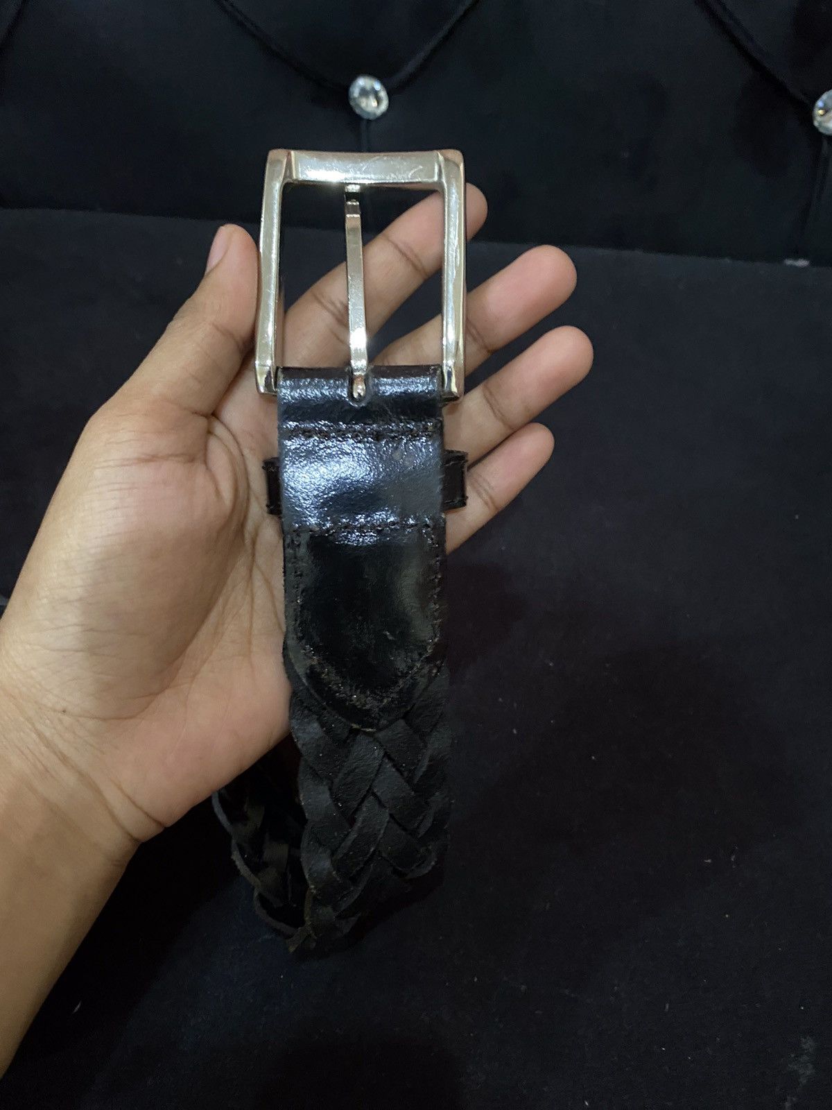 Leather Japanese Brand Braided Leather Buckle Belt Size ONE SIZE - 4 Thumbnail