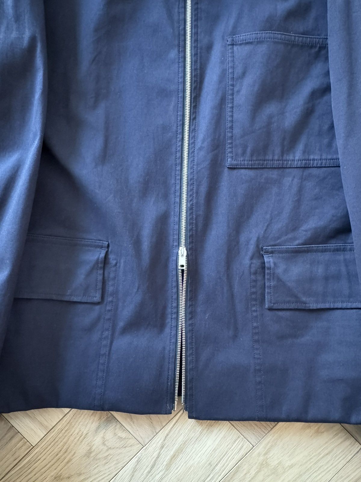 Theory MSRP $500 Theory Navy Lampo Double Zipper Cropped Jacket Size US M / EU 48-50 / 2 - 2 Thumbnail