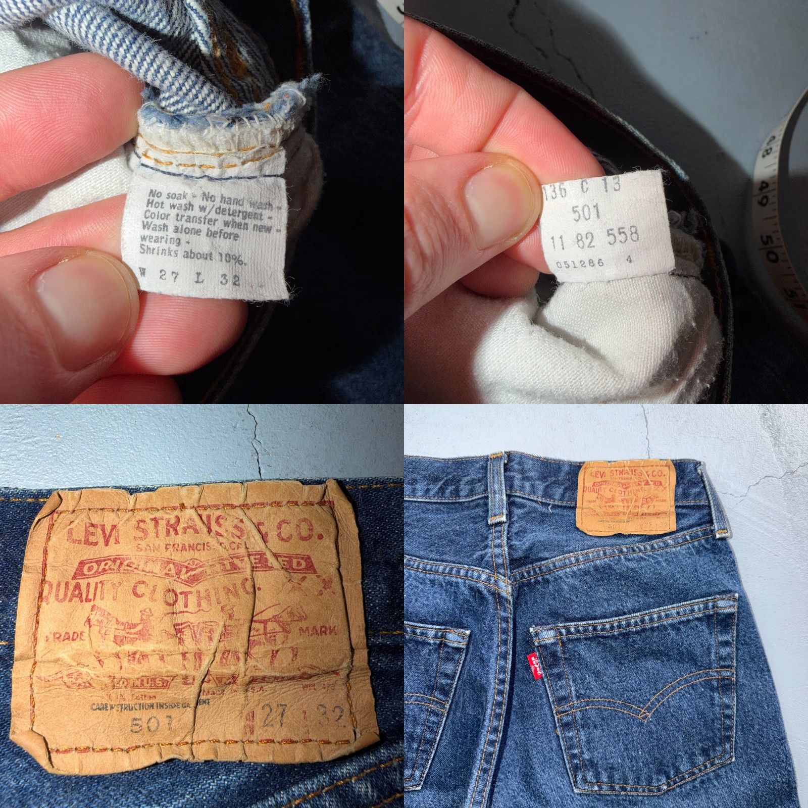 Levi's VINTAGE Levi's 501 Jeans Levis 501 Vintage 80s Redline Selvedge USA XX Dark Wash 27x32 24x28 Men Blue 5-Pocket Denim Distressed Classic Size US 27 - 9 Thumbnail