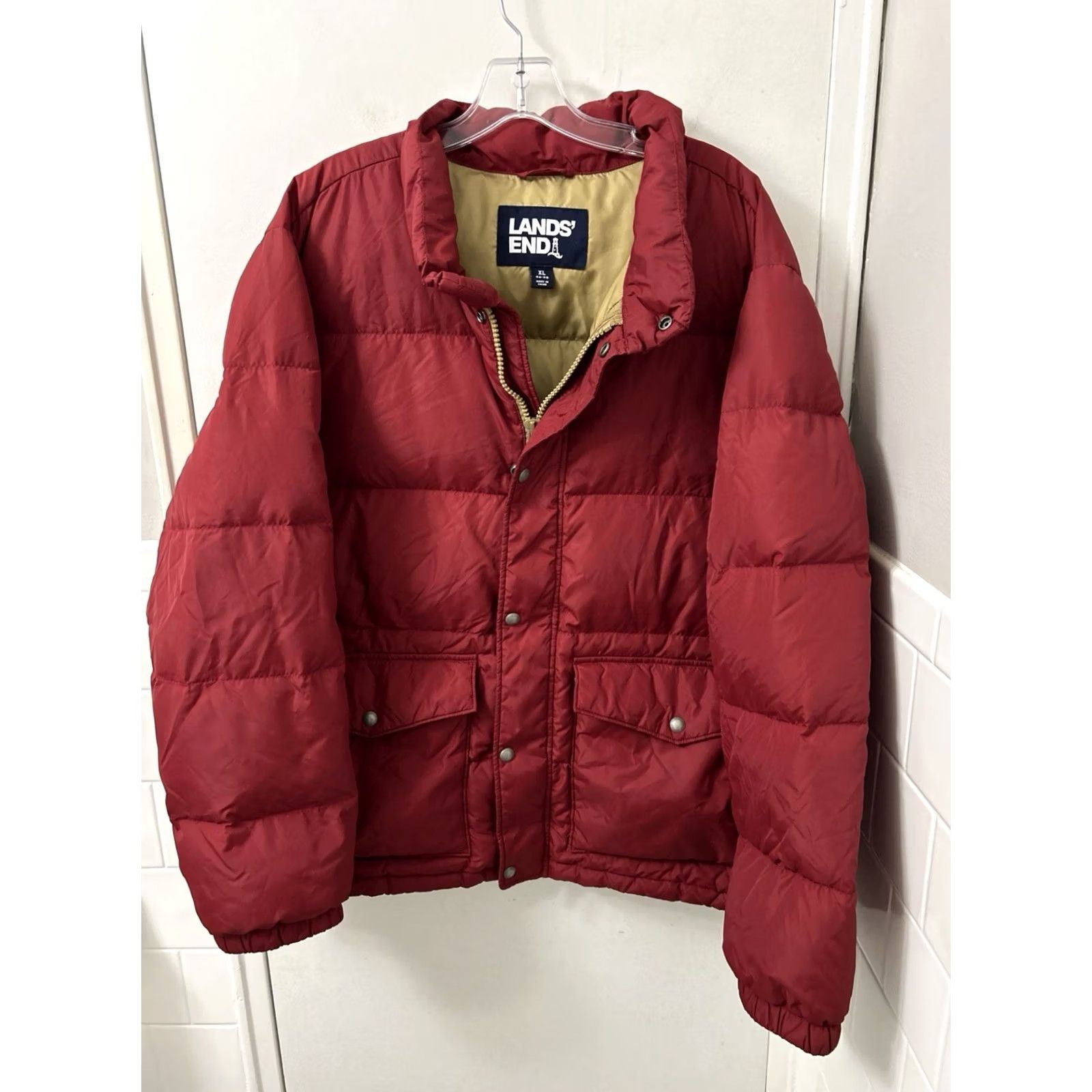 Lands' End VINTAGE Lands' End Down Puffer Jacket Mens XL Red Full Zip Pockets Insulated Coat L/S Size US XL / EU 56 / 4 - 2 Thumbnail