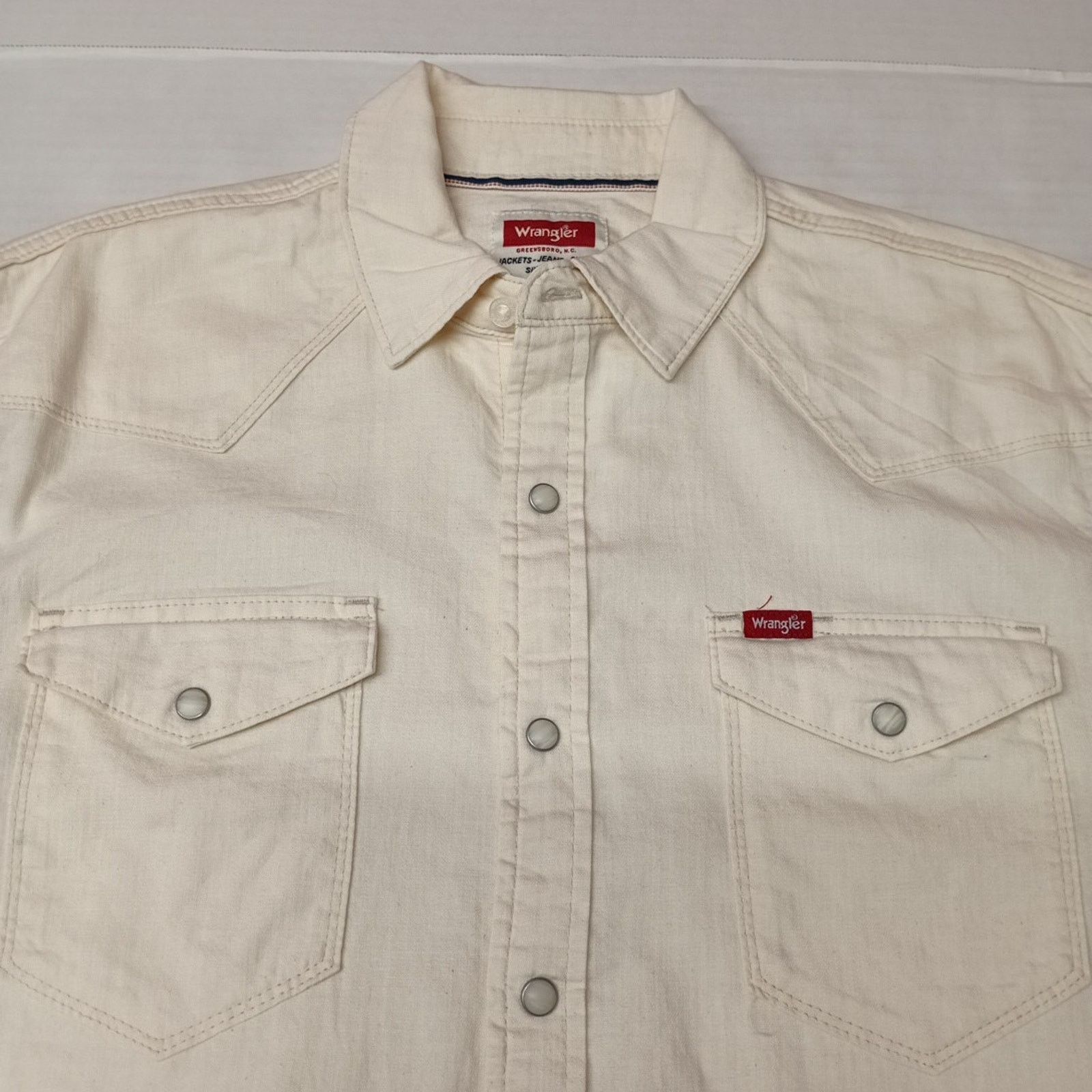 Wrangler Wrangler Snap Woven Shirt Mens M Cowboy Wash Beige Button Up Size US M / EU 48-50 / 2 - 3 Thumbnail