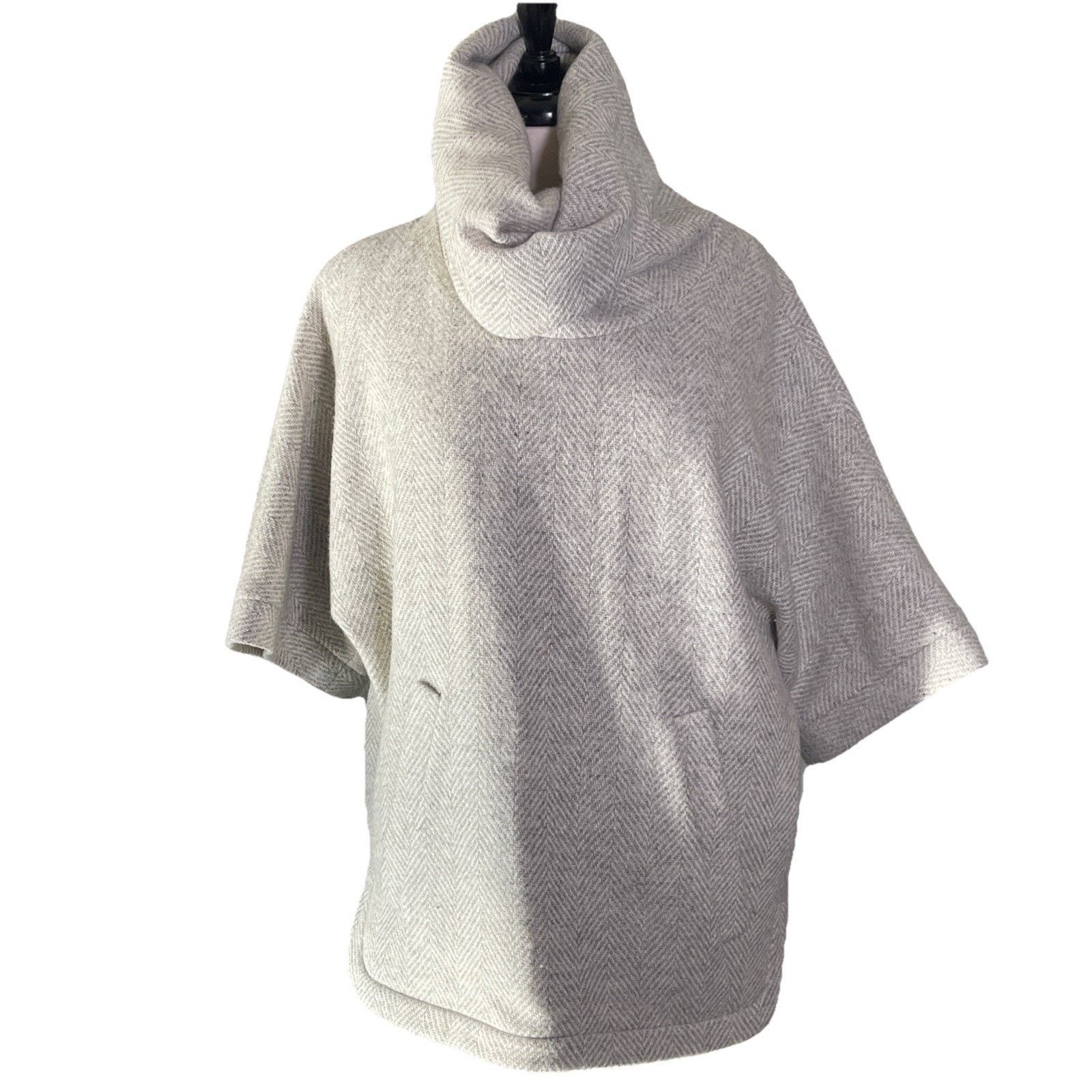 J.Crew J. Crew Herringbone Cowlneck Wool Blend Poncho, XS Size XS / US 0-2 / IT 36-38 - 1 Thumbnail