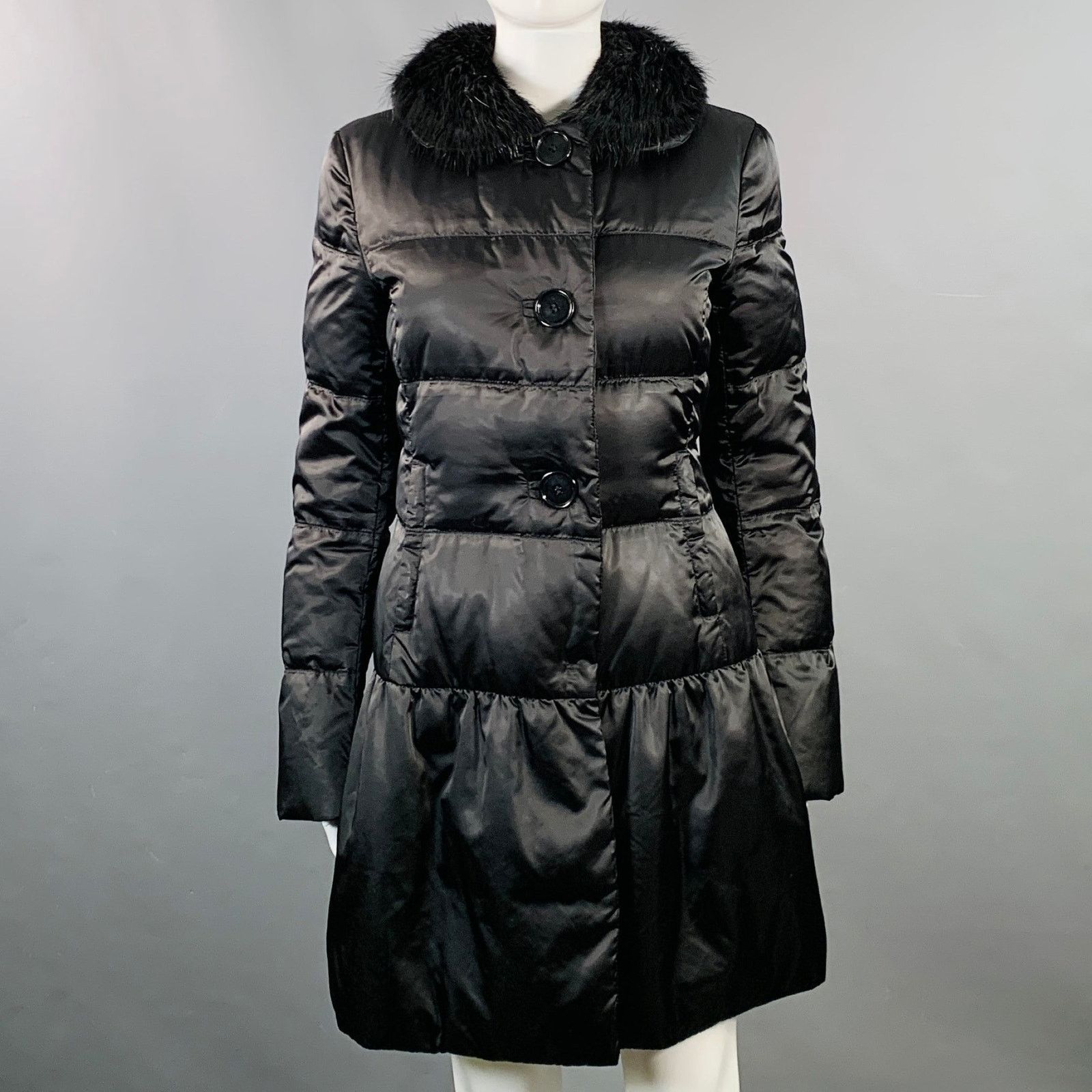Prada PRADA Size 6 Polyamide Quilted Fur Collar Button Down Coat Size M / US 6-8 / IT 42-44 - 1 Thumbnail