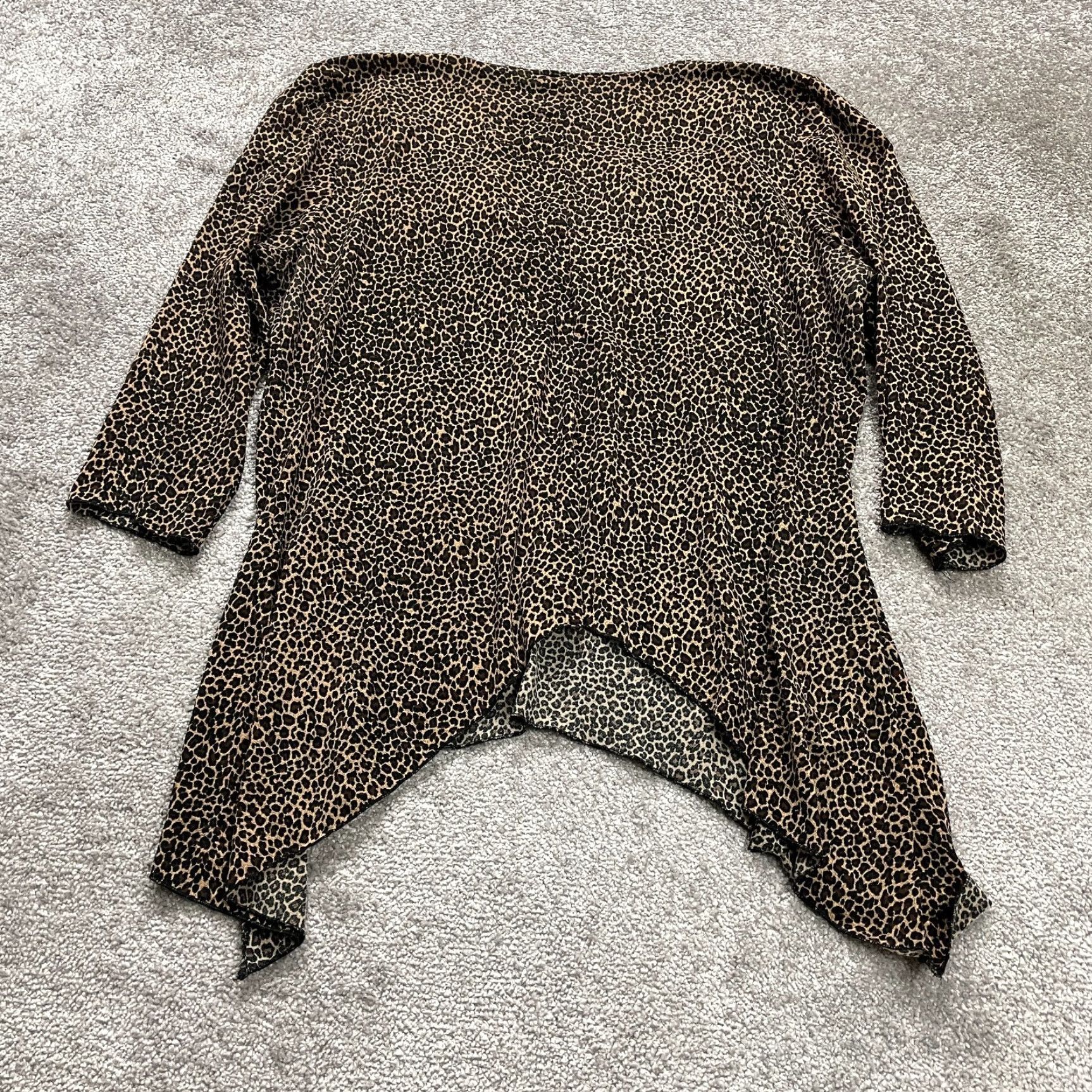 Vintage Unbranded Blouse Tunic Womens XL Brown Black Leopard V-Neck Half Sleeve Casual Shirt Women XL Leopard Pattern Modern Knit Size XL / US 12-14 / IT 48-50 - 2 Thumbnail
