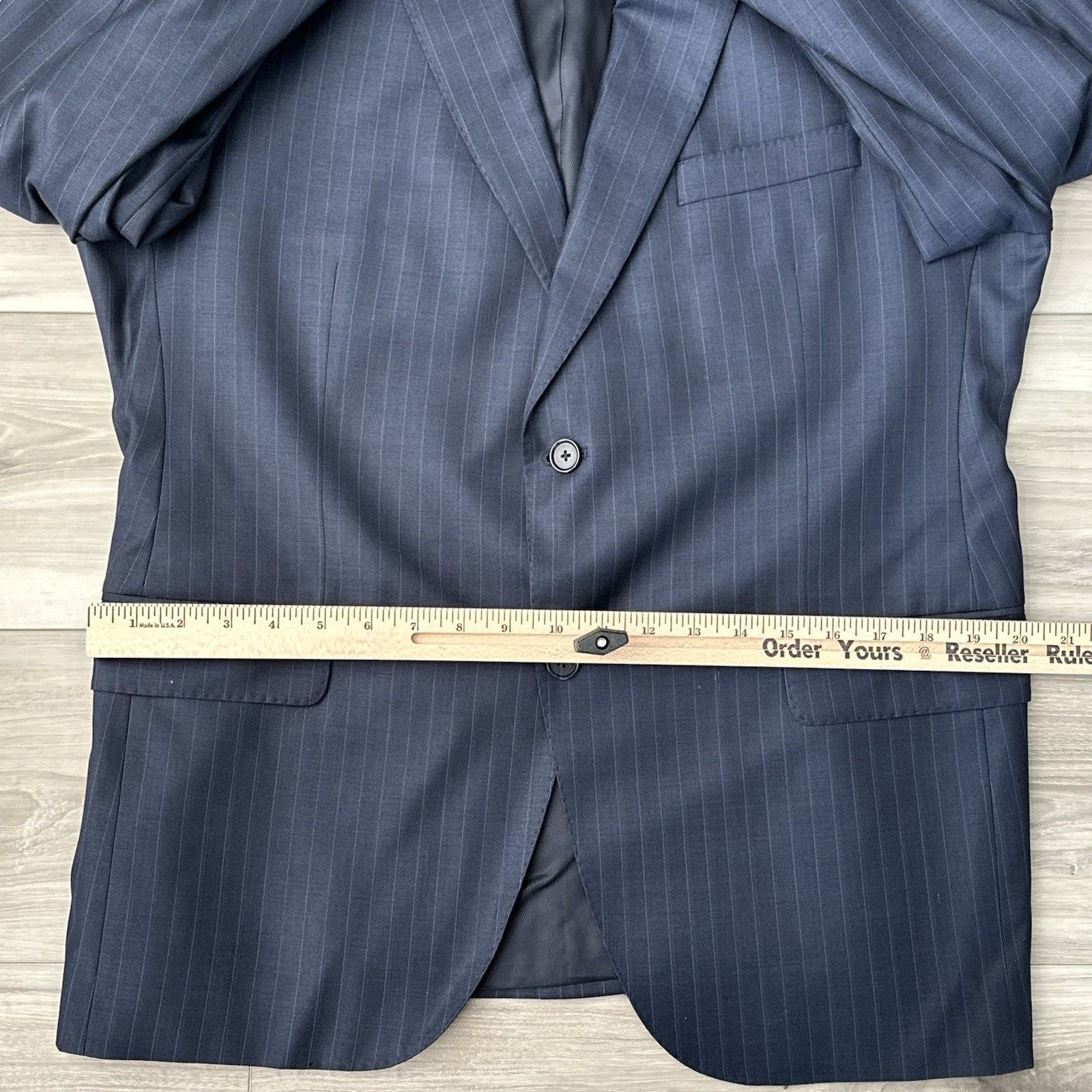 Daniel Cremieux Daniel Cremieux Loro Piana Super 130 Navy Pinstripe 42S Suit Size 42S - 18 Thumbnail