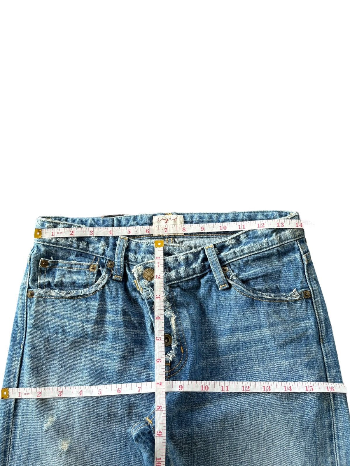 Japanese Brand Vintage Japanese Ungrid Faded Wash Distress Selvedge Jeans Size 28" / US 6 / IT 42 - 6 Thumbnail