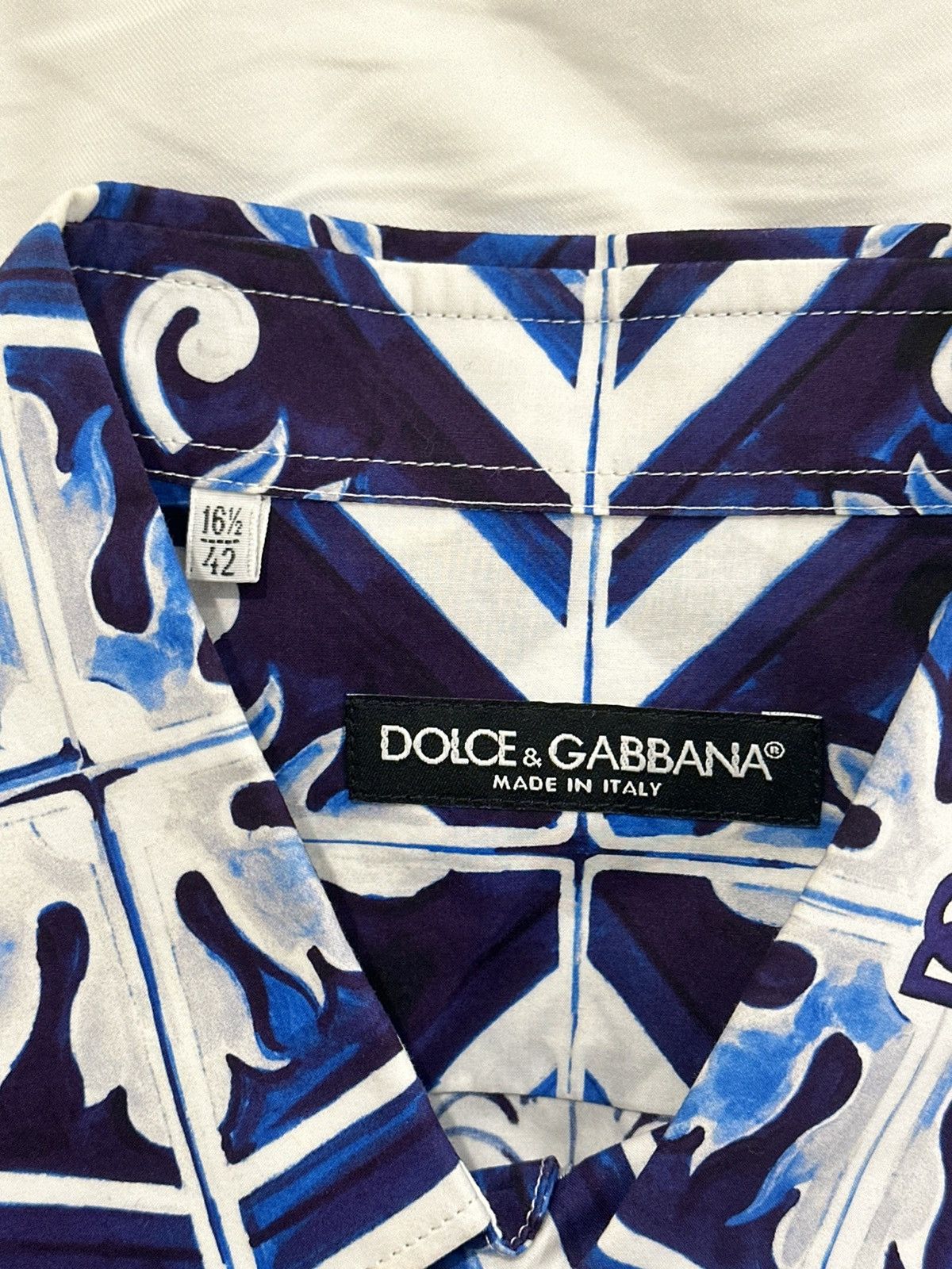 Dolce & Gabbana Dolce & Gabbana Blue Pattern Long Sleeve Button-Up Size US L / EU 52-54 / 3 - 6 Thumbnail