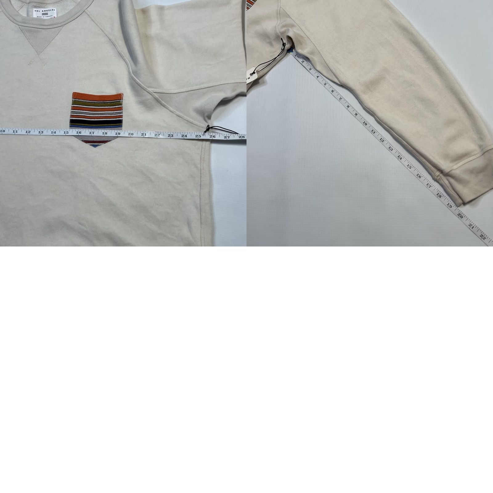 Sol Angeles Sol Angeles Sweater Mens 2XL Beige Pullover Striped Pocket Crewneck Made USA Size US XXL / EU 58 / 5 - 8 Thumbnail