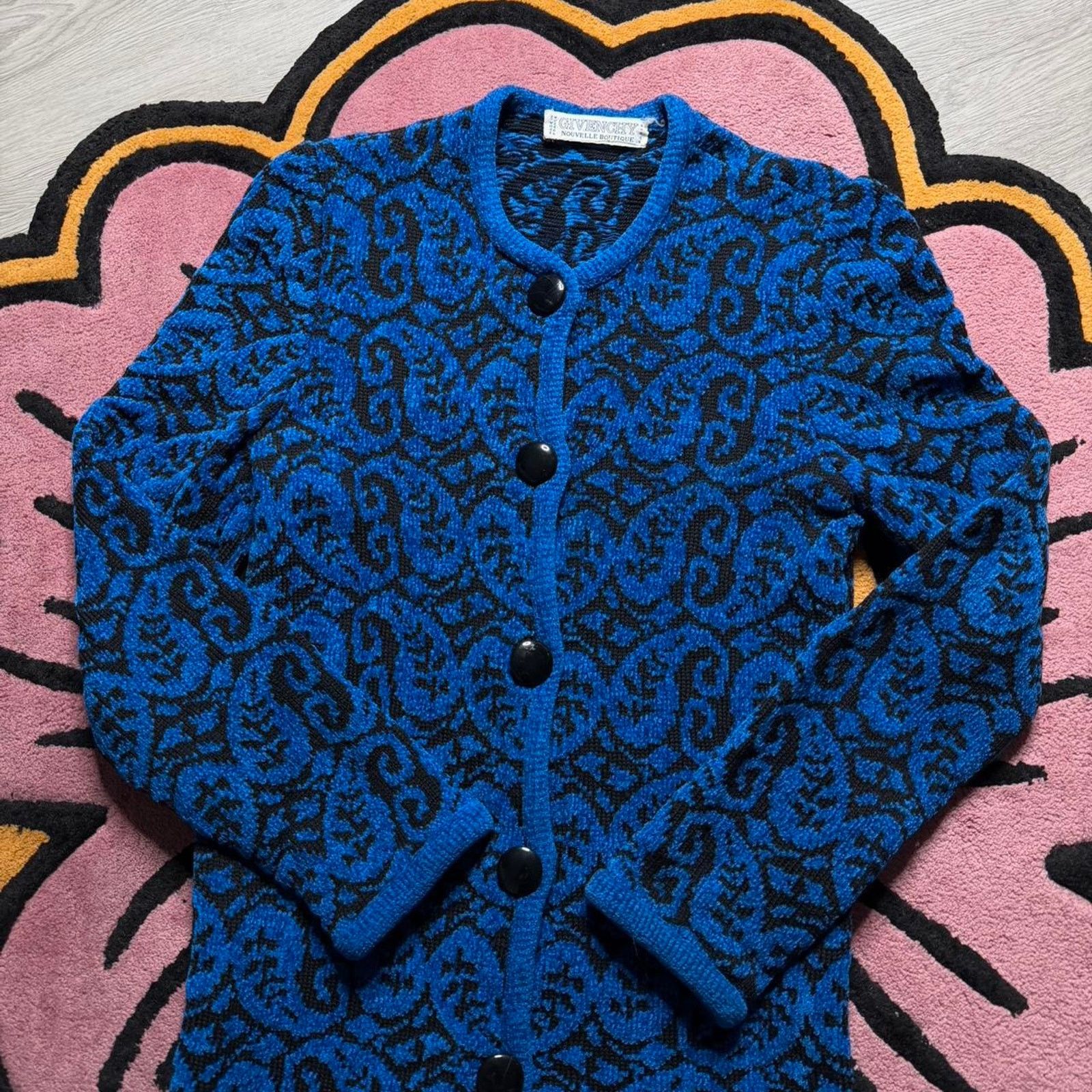 Givenchy × Vintage Vintage Givenchy Nouvelle Boutique Paisley Floral Cardigan Size L / US 10 / IT 46 - 3 Thumbnail