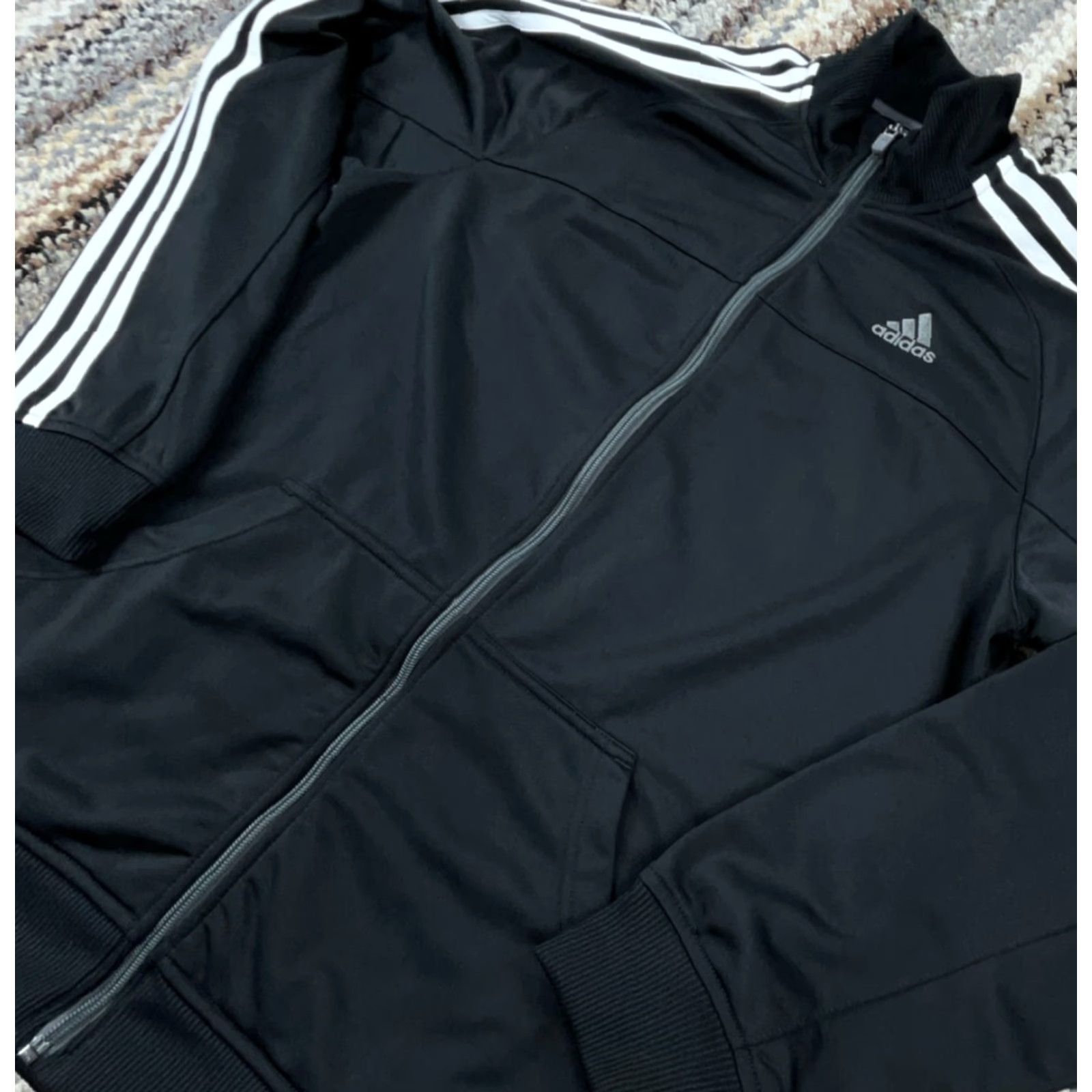 Adidas adidas Jacket Men Medium Black White Track Suit Sweatshirt Full Zip 3 Stripes Size US M / EU 48-50 / 2 - 2 Thumbnail