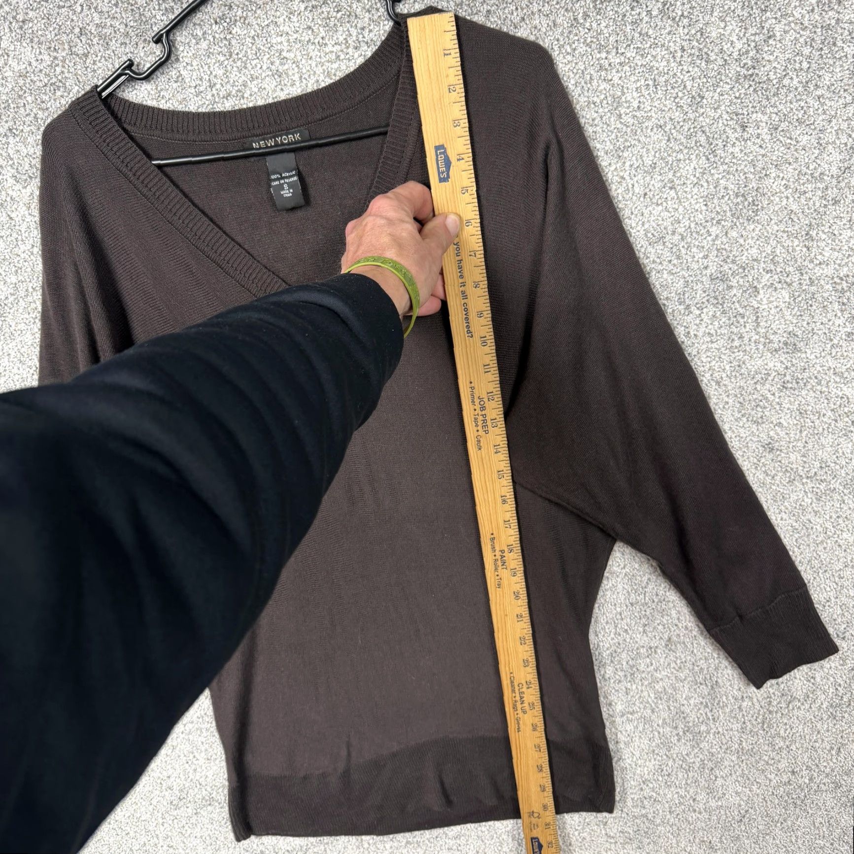 Vintage New York & Company Sweater Womens S Brown Tunic Dolman Minimalist Preppy V-Neck Long Sleeve Knit Batwing Solid 90s? Size S / US 4 / IT 40 - 2 Thumbnail