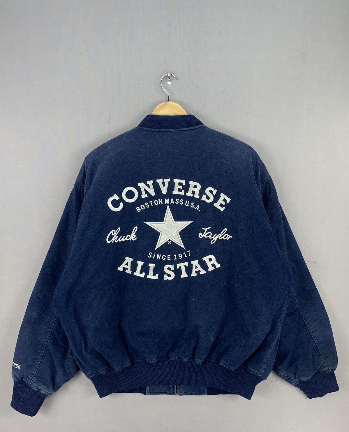 Converse Vintage 90s Era Converse All Star Embroidered Bomber Jacket Size US L / EU 52-54 / 3 - 10 Thumbnail
