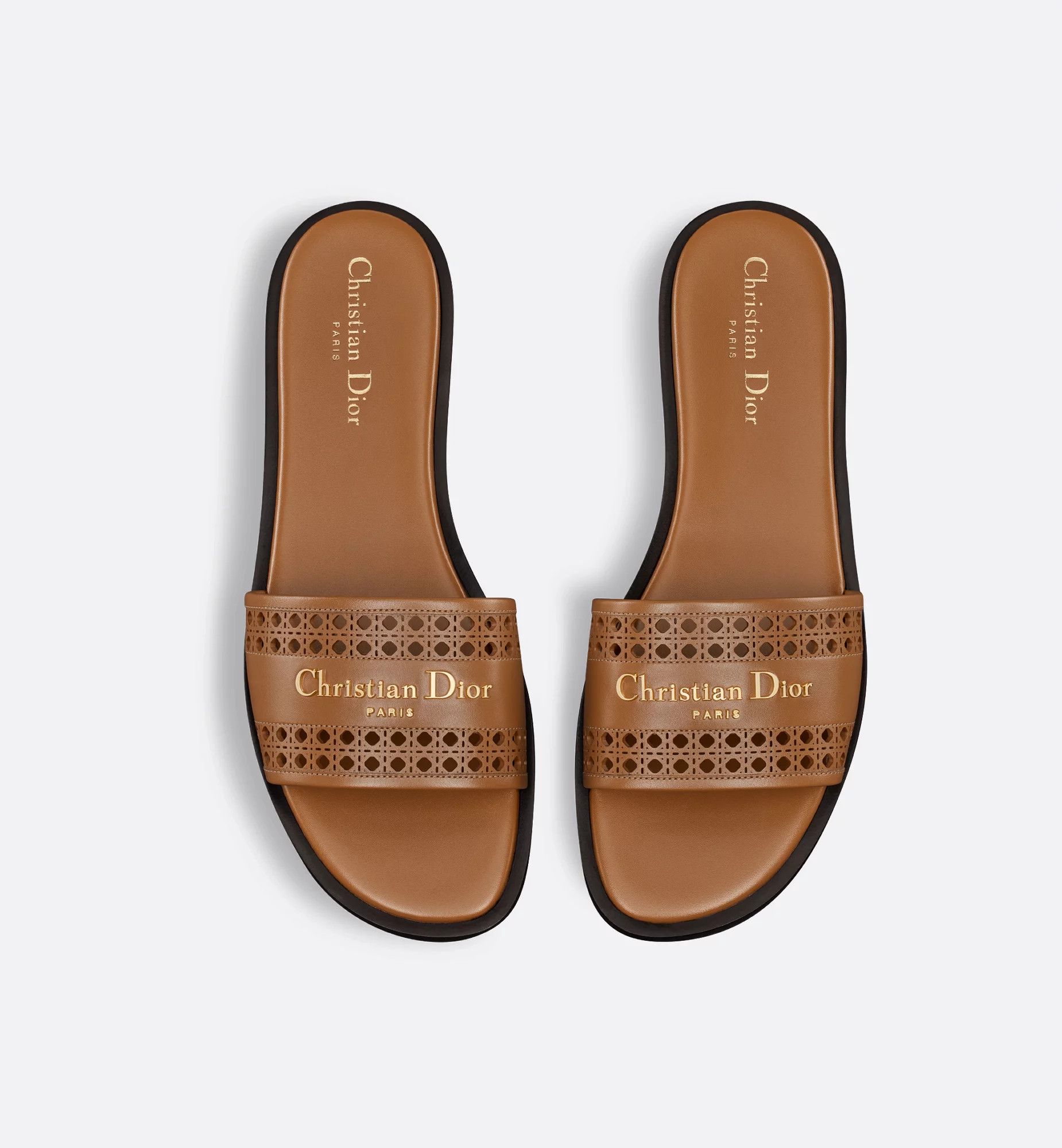 Dior Dior D-Lane Dway Micro Cannage Leather Slide Flat Sandal 37 Size US 7 / IT 37 - 1 Thumbnail