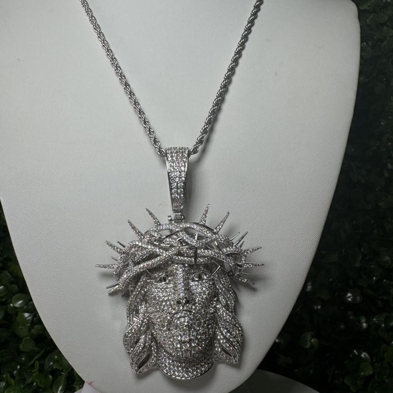 The Unbranded Brand Silver Jesus Piece With Rope 24inch Size ONE SIZE - 4 Thumbnail