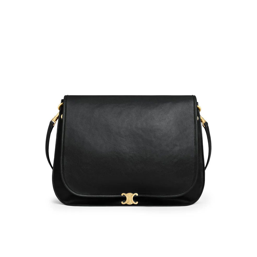 Celine CELINE Soft Triomphe $3350 Black Leather Shoulder Bag New Size ONE SIZE - 1 Thumbnail