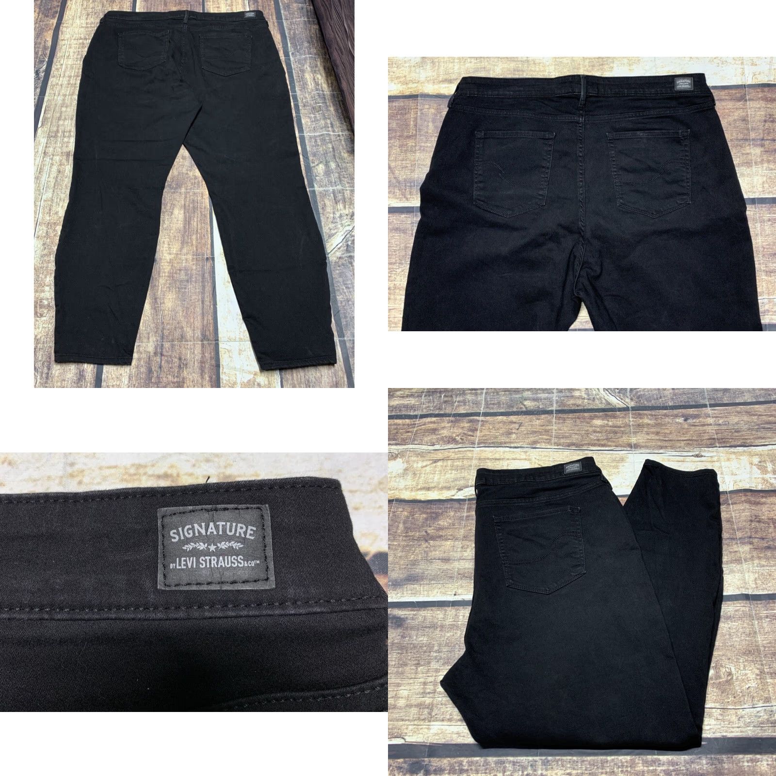 CO Signature Levi Strauss & Co Womens Jeans 22 Black Mid Rise Skinny Straight Size 40" / US 18 - 8 Thumbnail