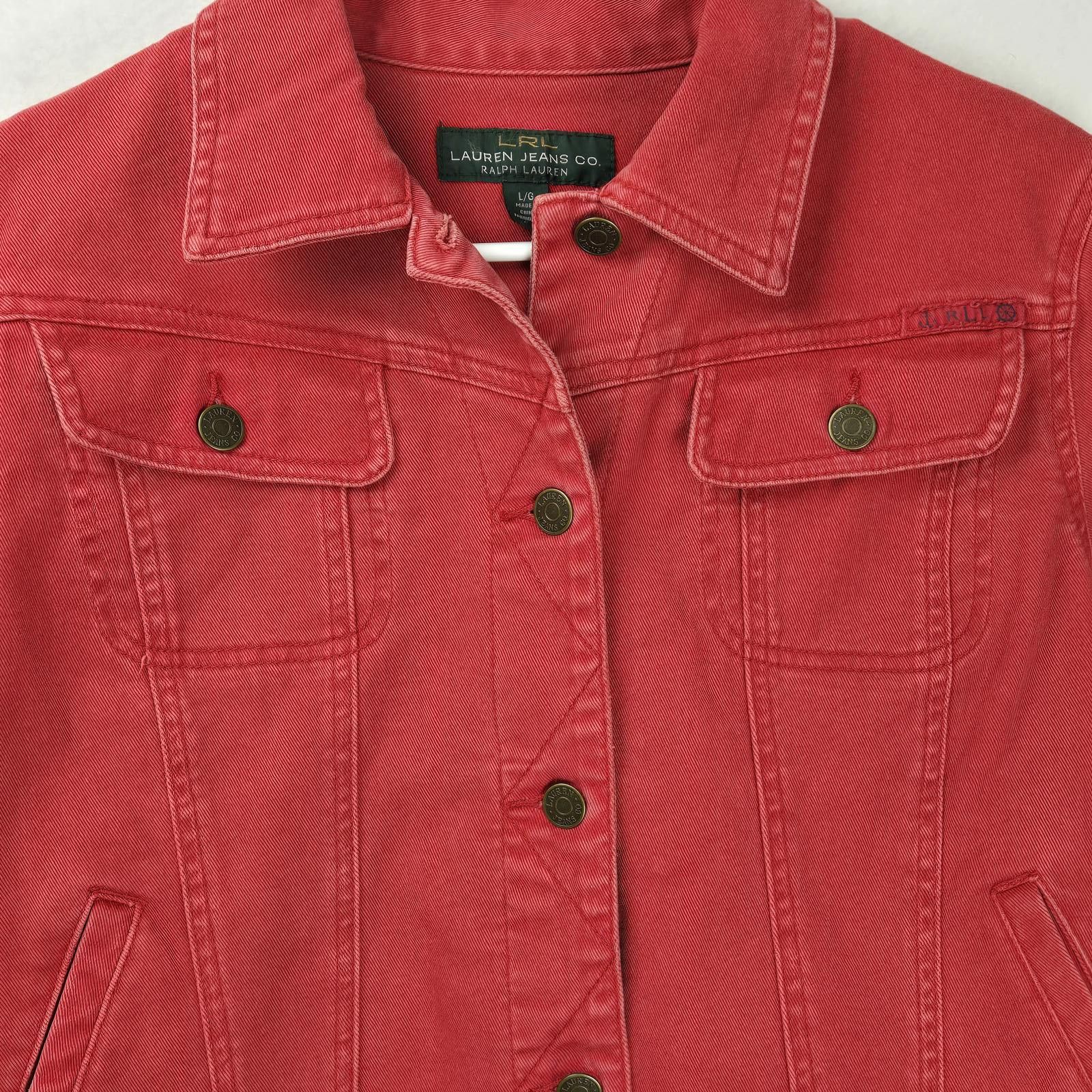 Polo Ralph Lauren Ralph Lauren Denim Jacket Red Vintage Size L Womens Size L / US 10 / IT 46 - 2 Thumbnail