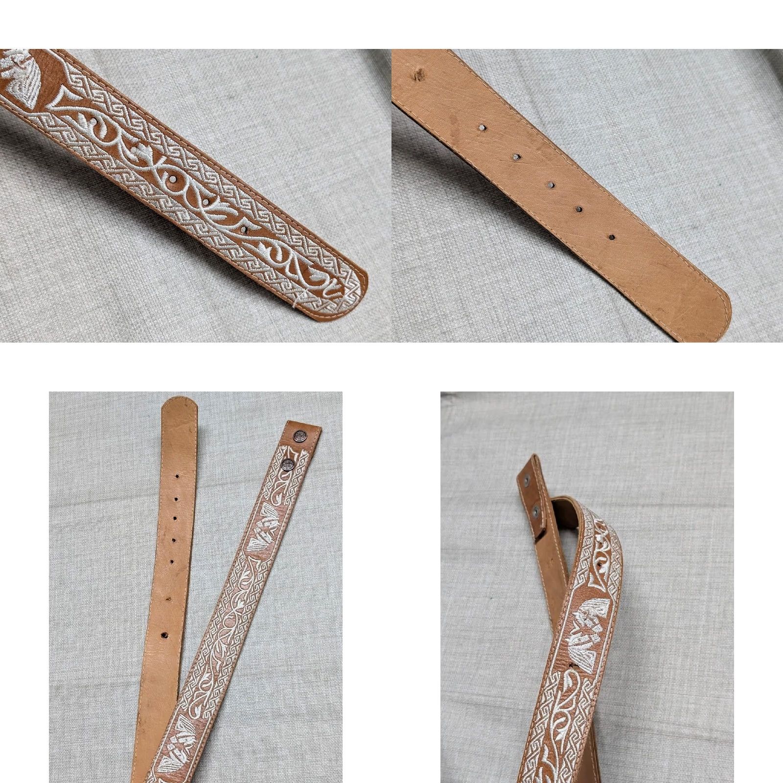 Vintage VINTAGE WESTERN Belt HORSES embroidered 38 brown COWBOY handcrafted Mens Size 38 - 8 Thumbnail