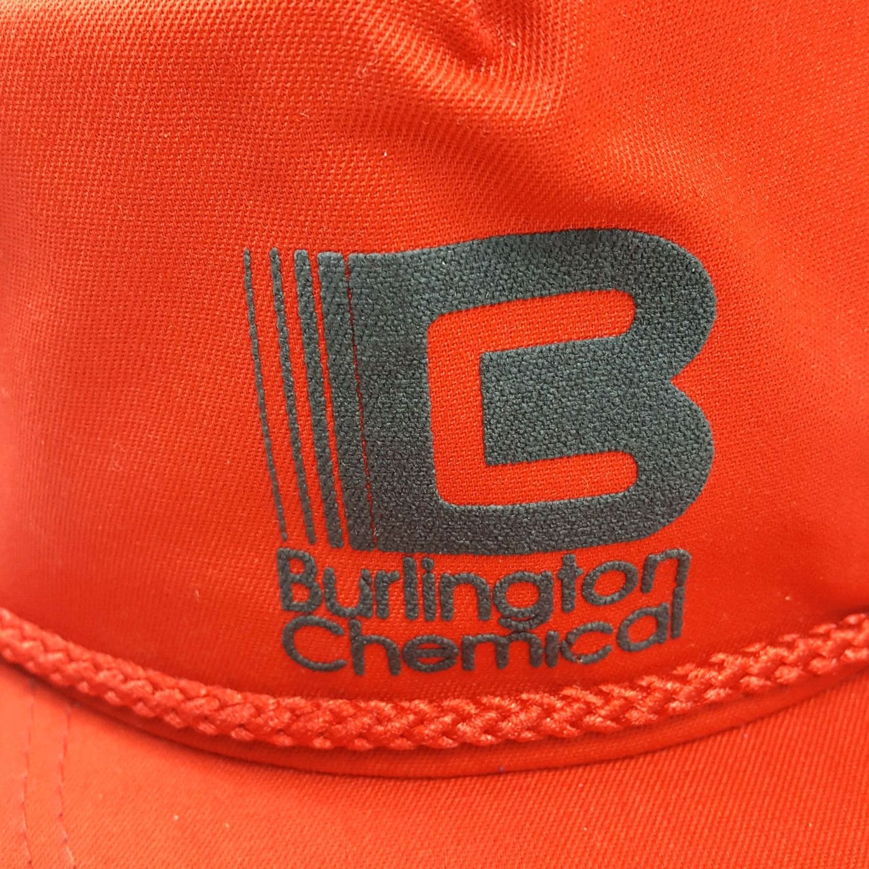 Burlington VINTAGE Burlington Chemical Puffy Print Logo Strapback Trucker Hat Red Cap Mens Adjustable Size ONE SIZE - 2 Thumbnail