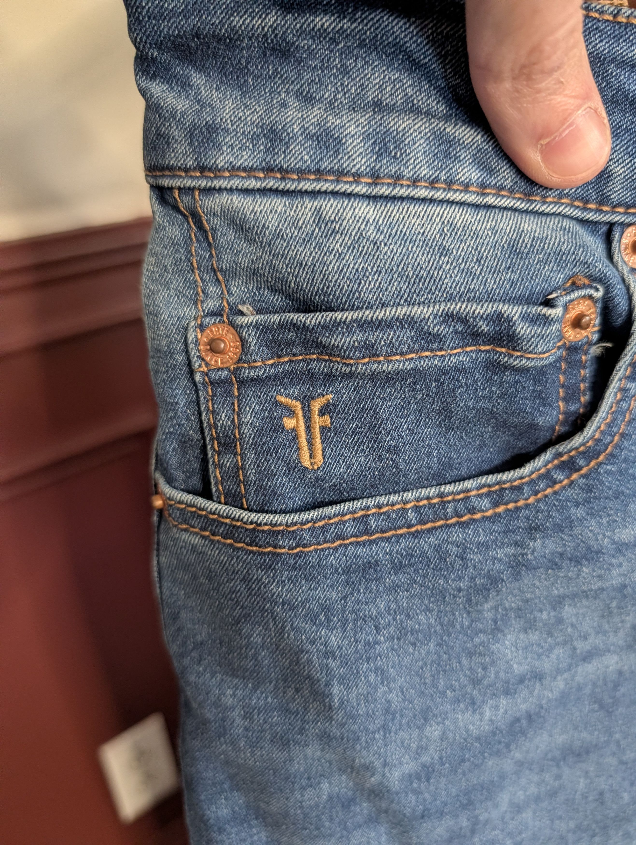 Frye Blue logo embroidered tapered leg denim jeans Size 30" / US 8 / IT 44 - 3 Thumbnail