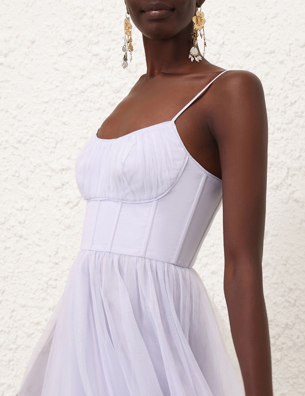 Zimmermann oc11z1025 Tulle Corset Midi Dress in Light Blue Size XS / US 0-2 / IT 36-38 - 5 Thumbnail