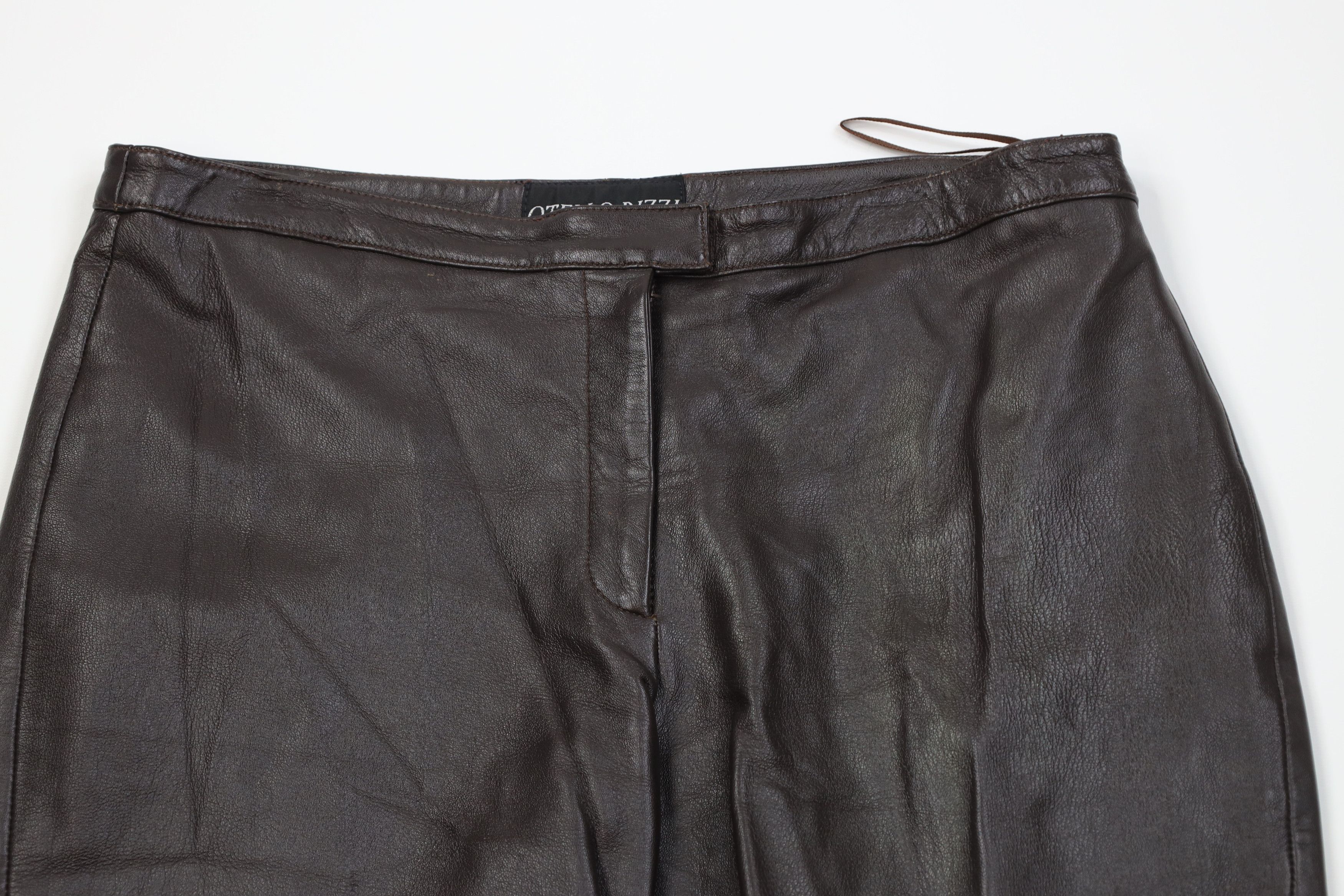 Vintage Vintage 90s Streetwear Flared Leather Pants Trousers Brown Size 34" / US 12 / IT 48 - 2 Thumbnail